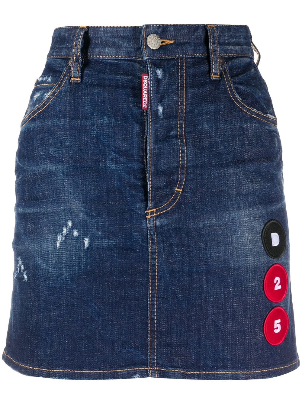 multi-patch A-line denim skirt - 1