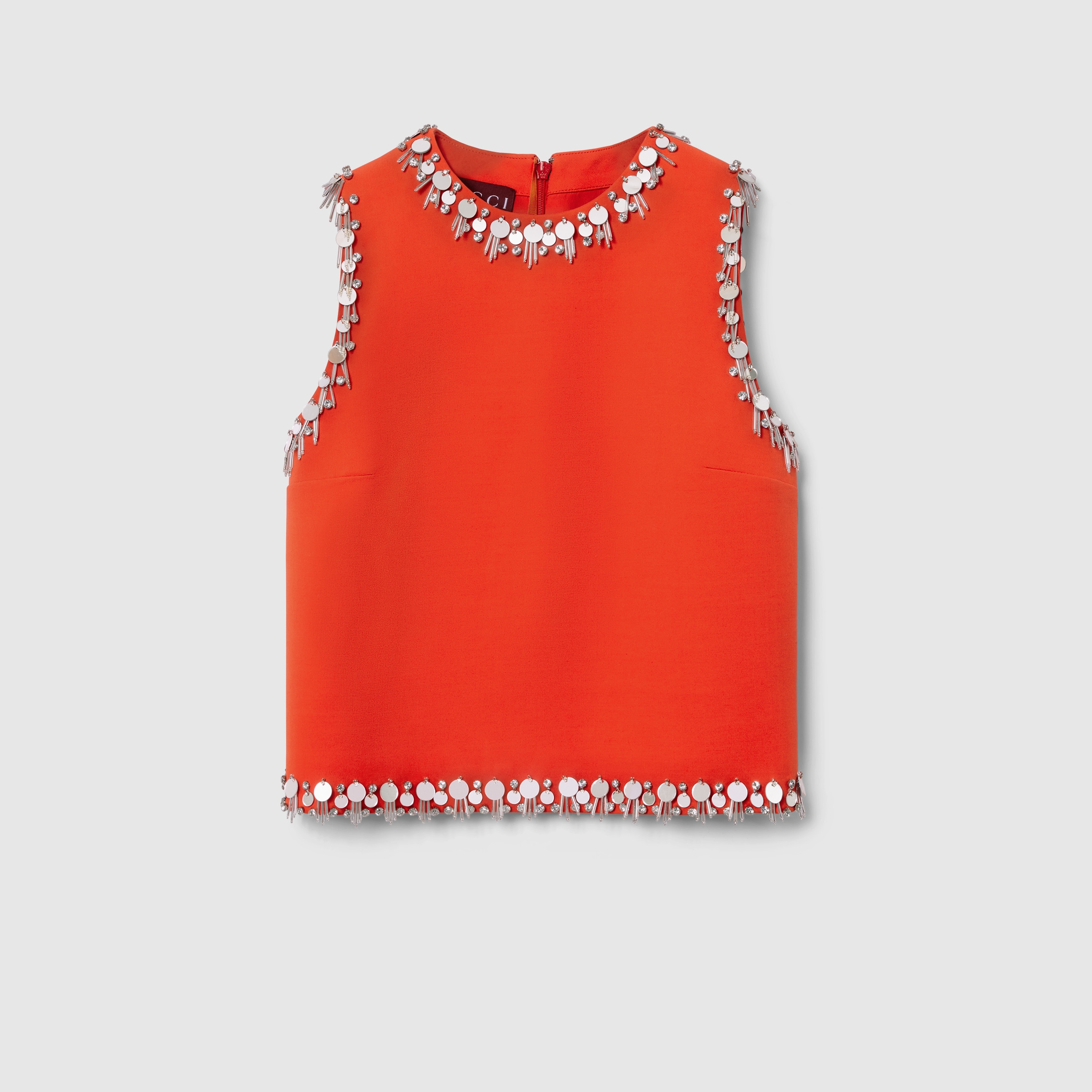 Crêpe wool silk top with embroidery - 1
