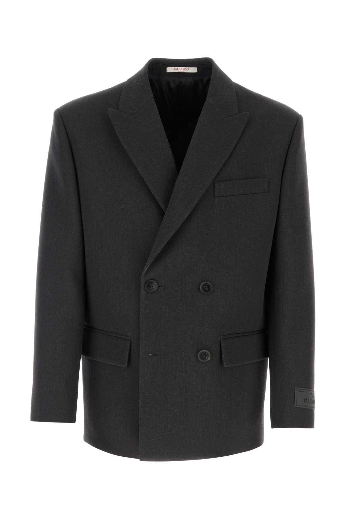 Valentino Garavani Men Graphite Wool Blazer - 1