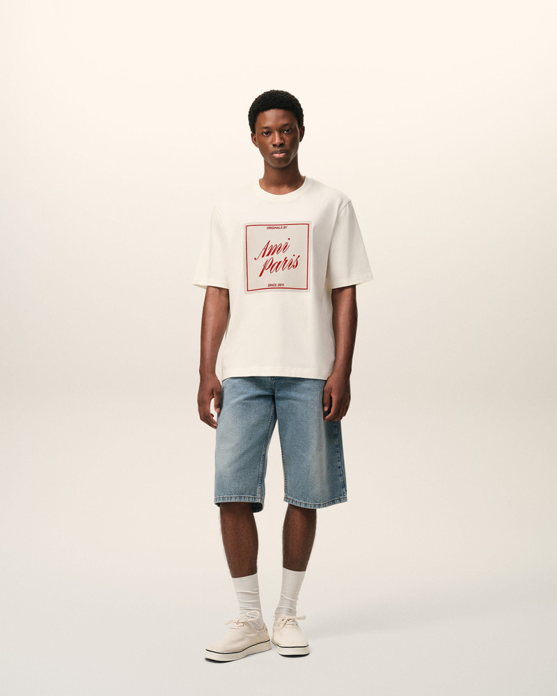 AMI Paris WHITE COTTON AMI PARIS HERITAGE PRINT T-SHIRT outlook