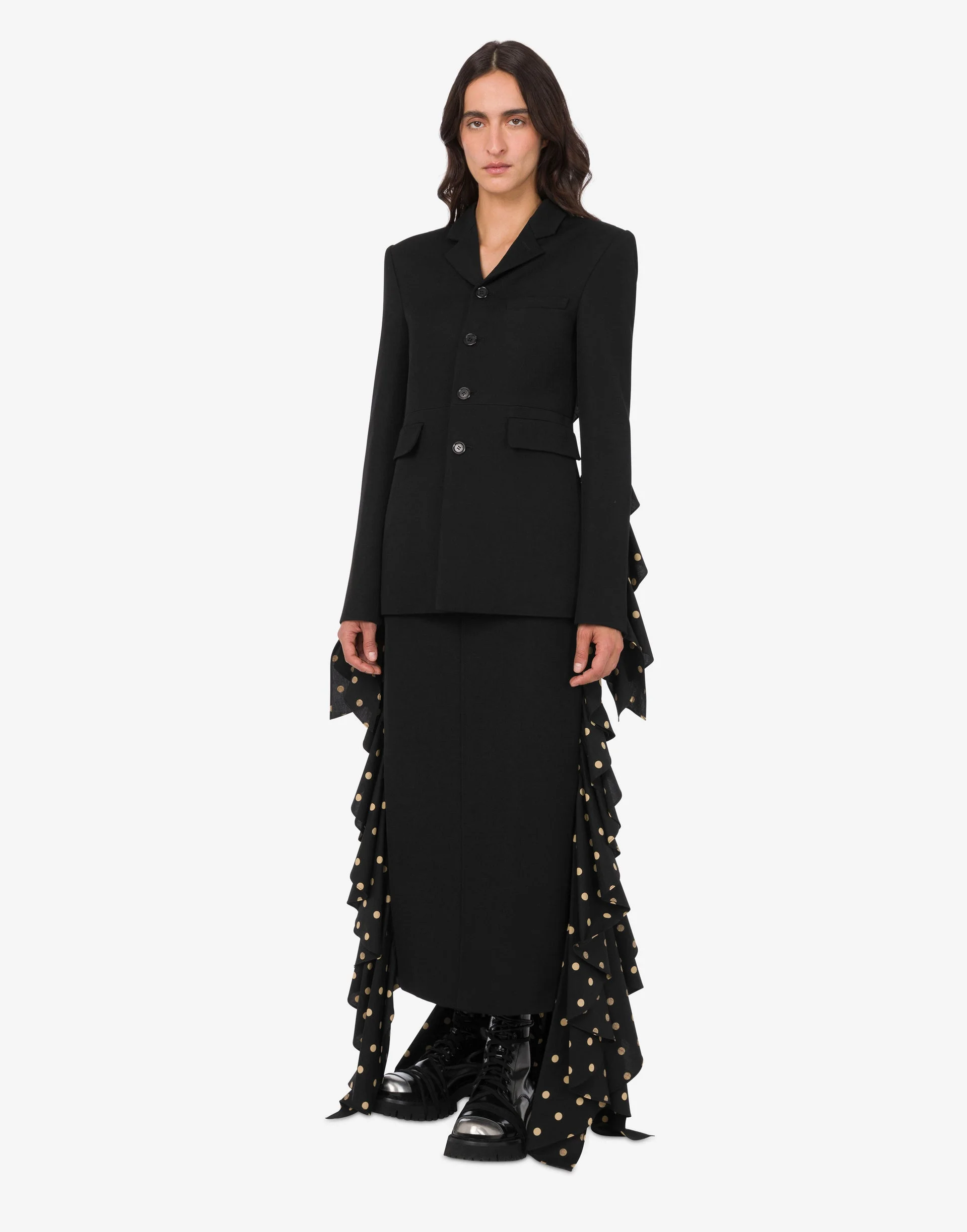 POLKA DOTS WOOL BLEND DIAGONAL JACKET - 1