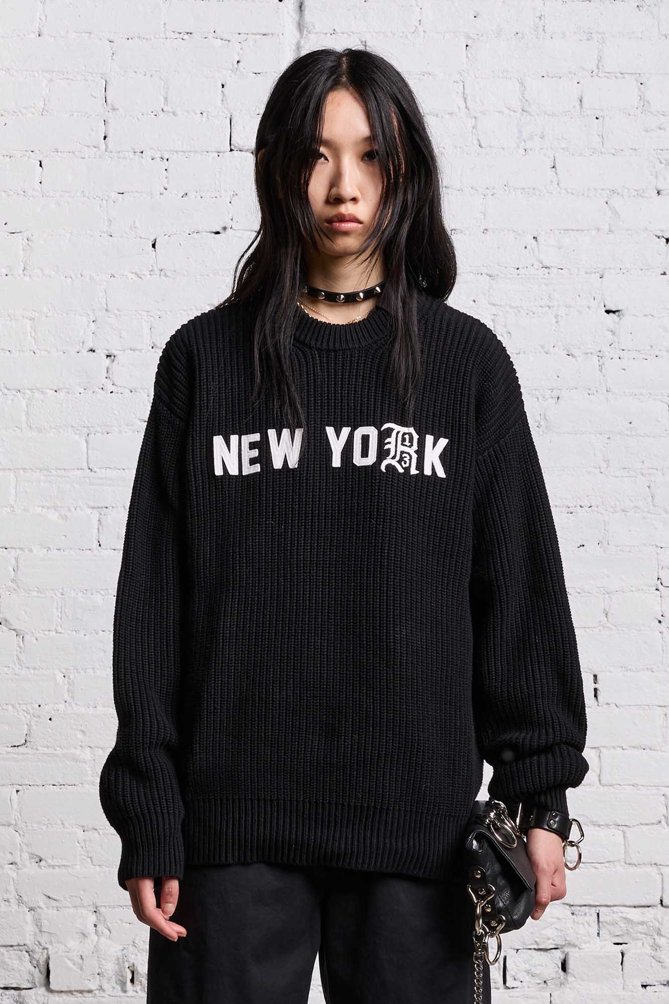 R13 NEW YORK BOYFRIEND SWEATER - BLACK - 4