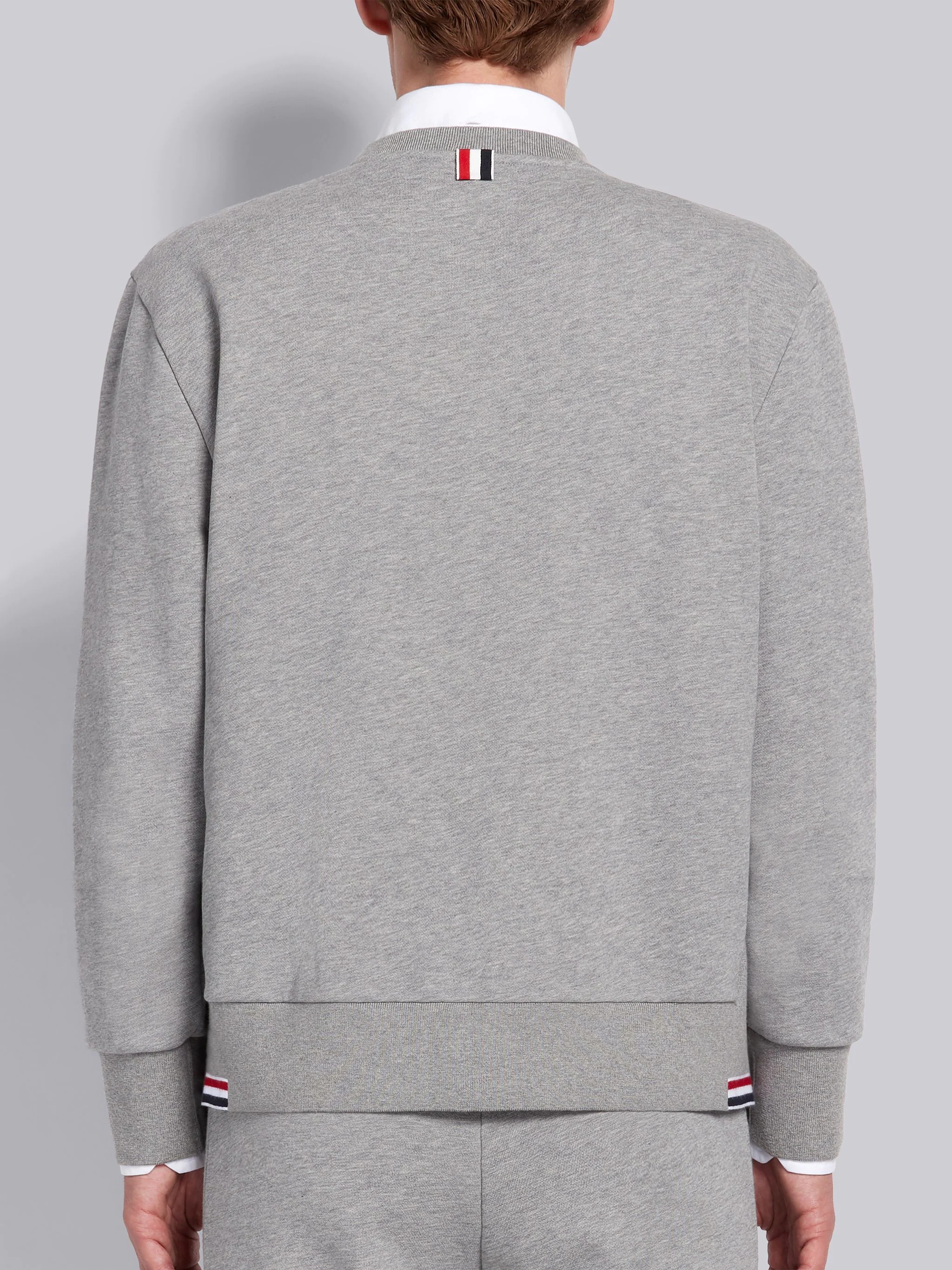 Light Grey Cotton Loopback Tipped Side Stripe Crewneck Sweatshirt - 3