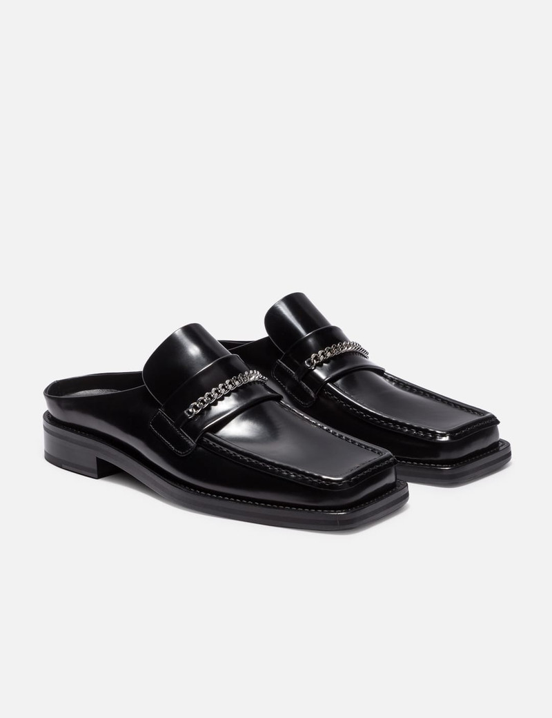 Martine Rose – Square Toe Mule Black High Shine 4