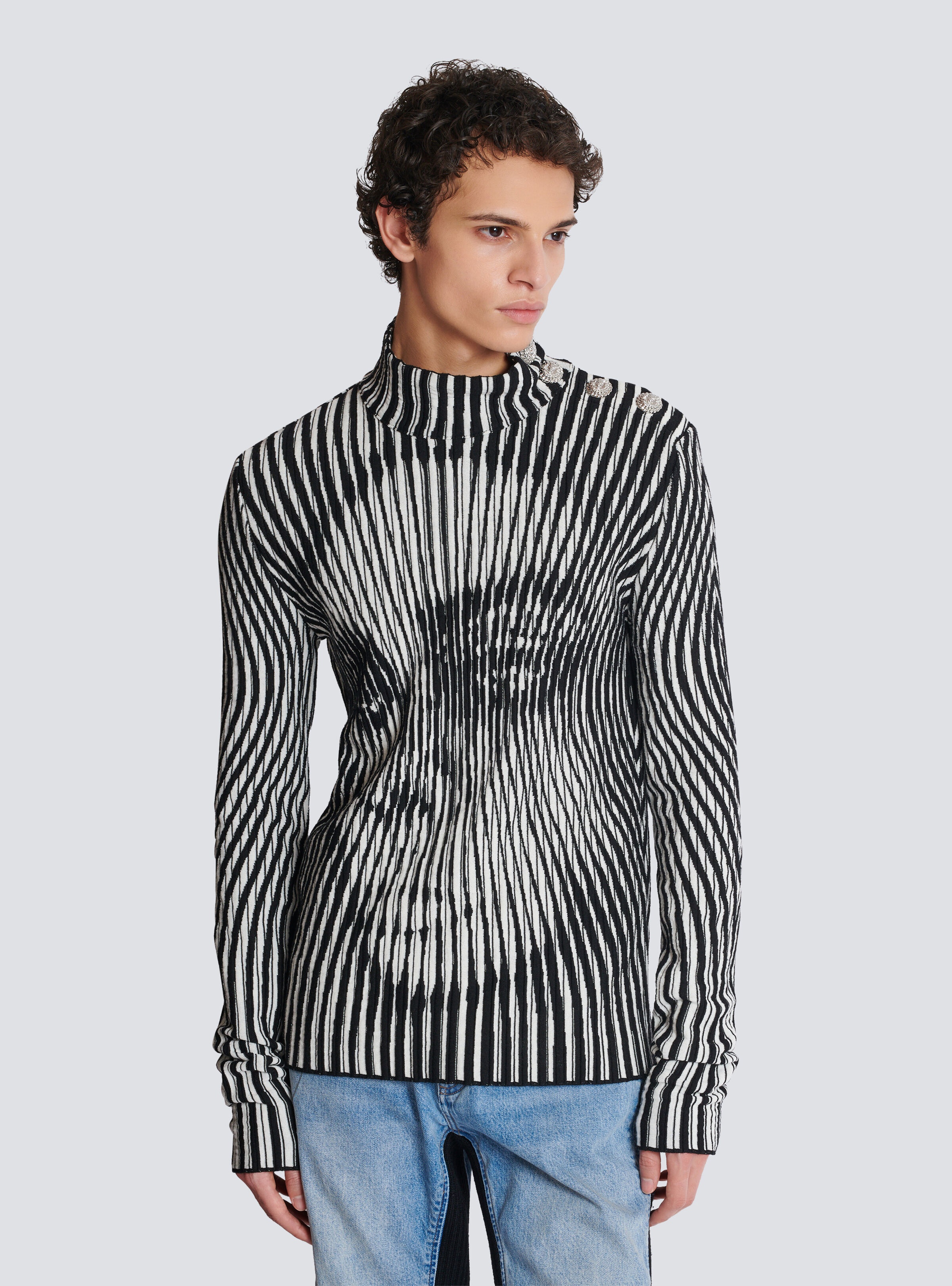 Face two-tone knit jumper - 6