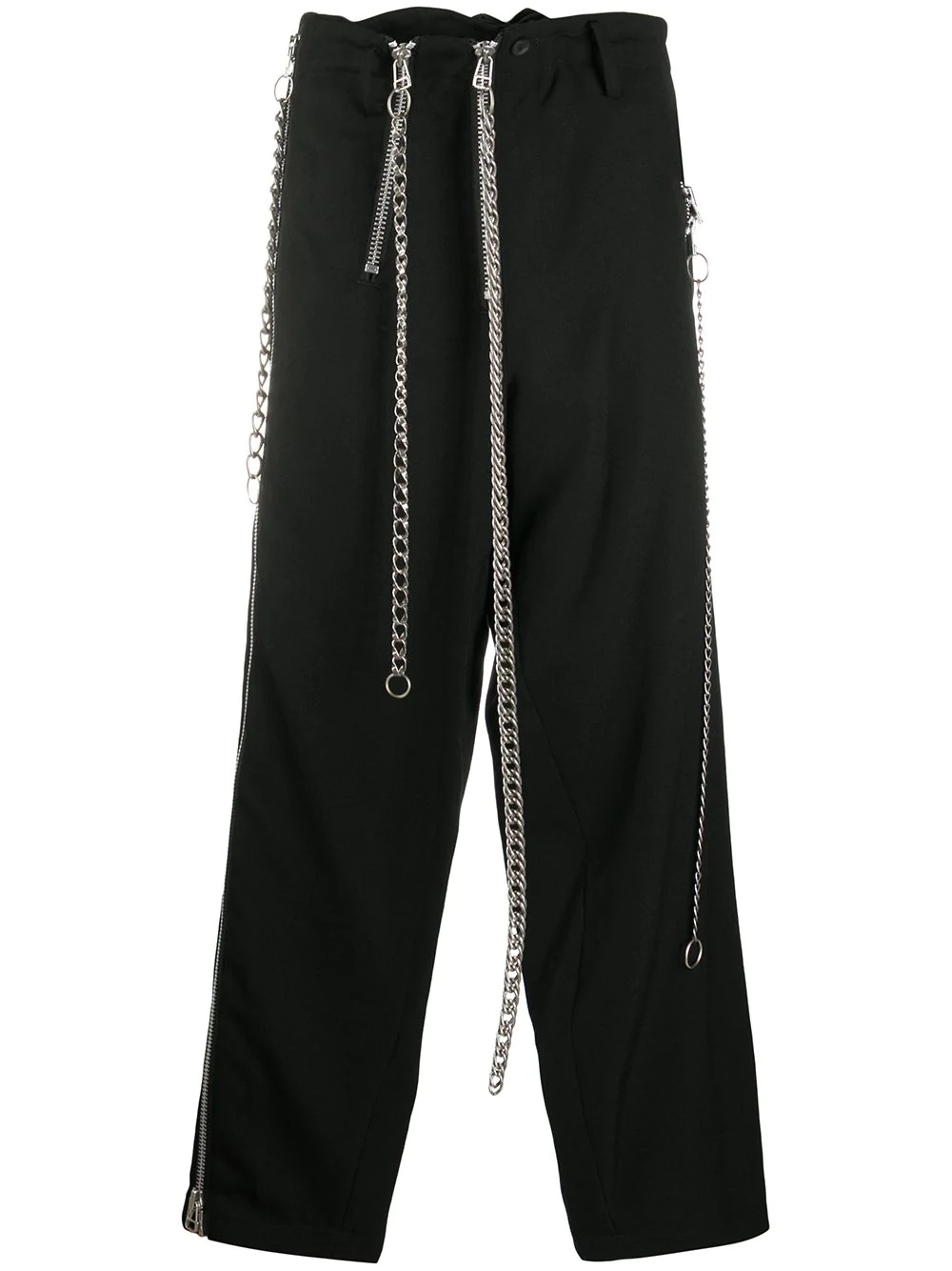 chain-detail straight leg trousers - 1