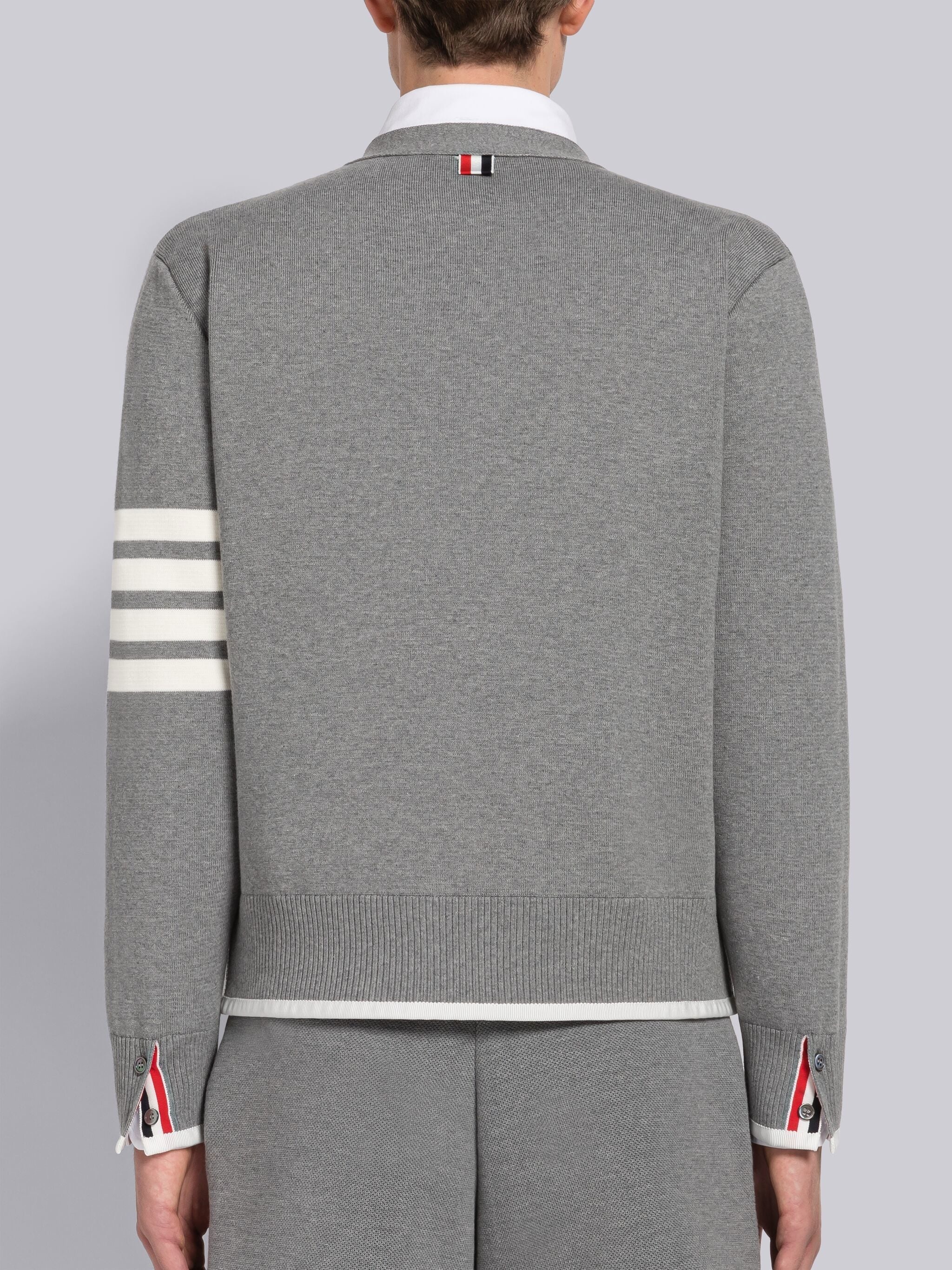 MILANO STITCH COTTON 4-BAR BOXY V-NECK CARDIGAN - 3