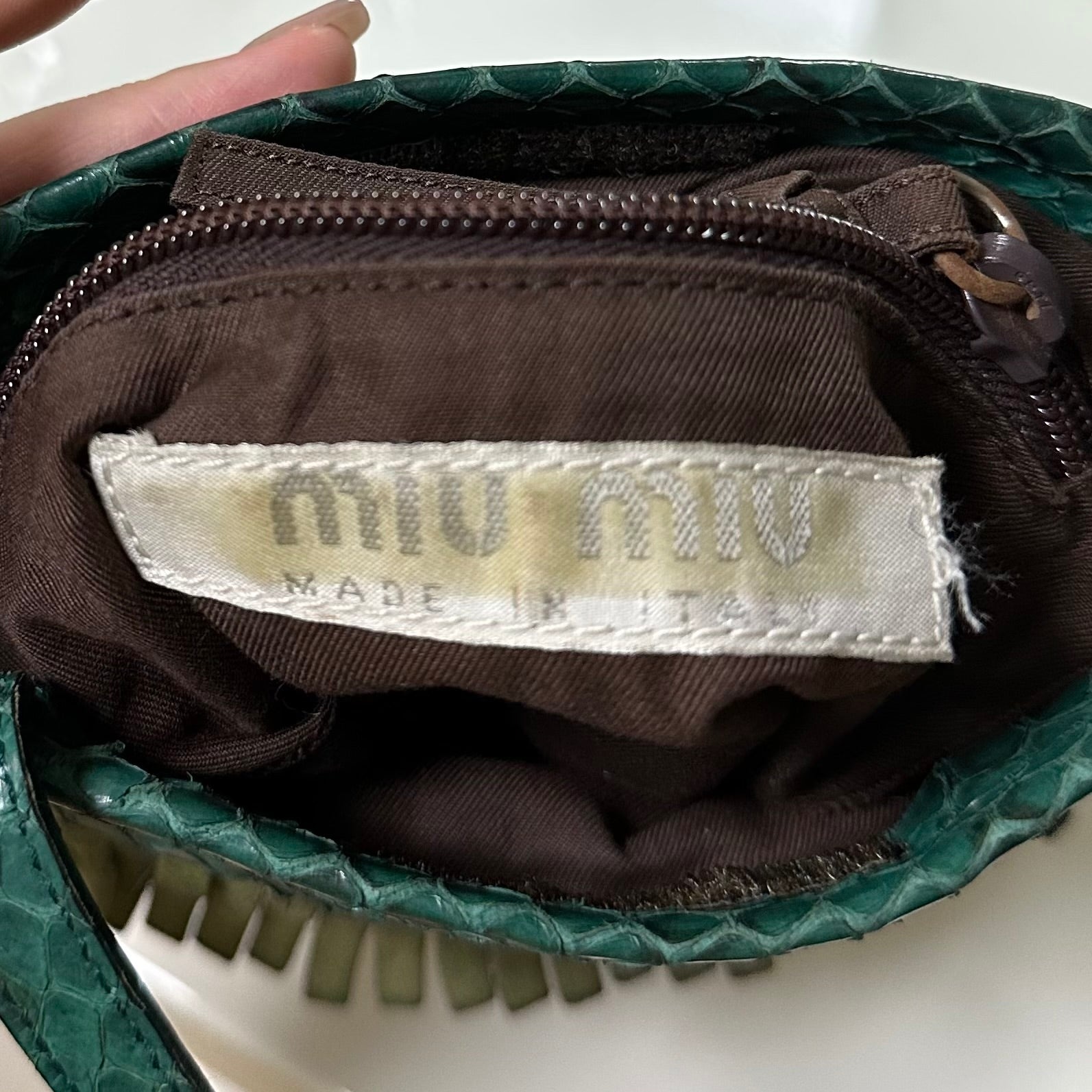MIU MIU Fall Winter 1999 Python Unborn Calf Leather Fringe Tote Bag - 7