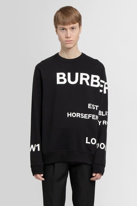 Burbery men's black horseferry print oversized sweatshirt - 1