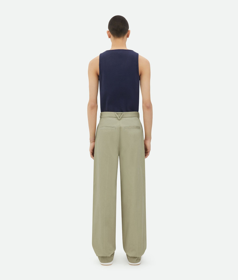 Wide Leg Cotton Twill Chino Trousers 3