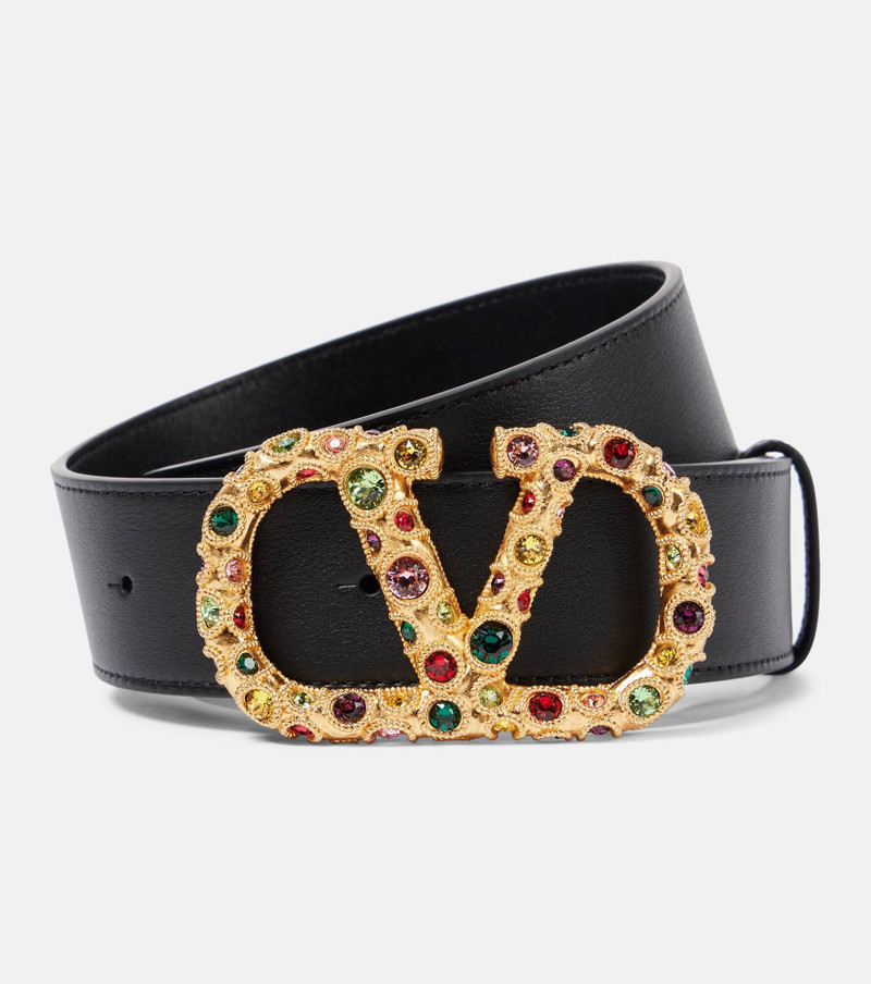 VLogo Signature embellished leather belt - 1