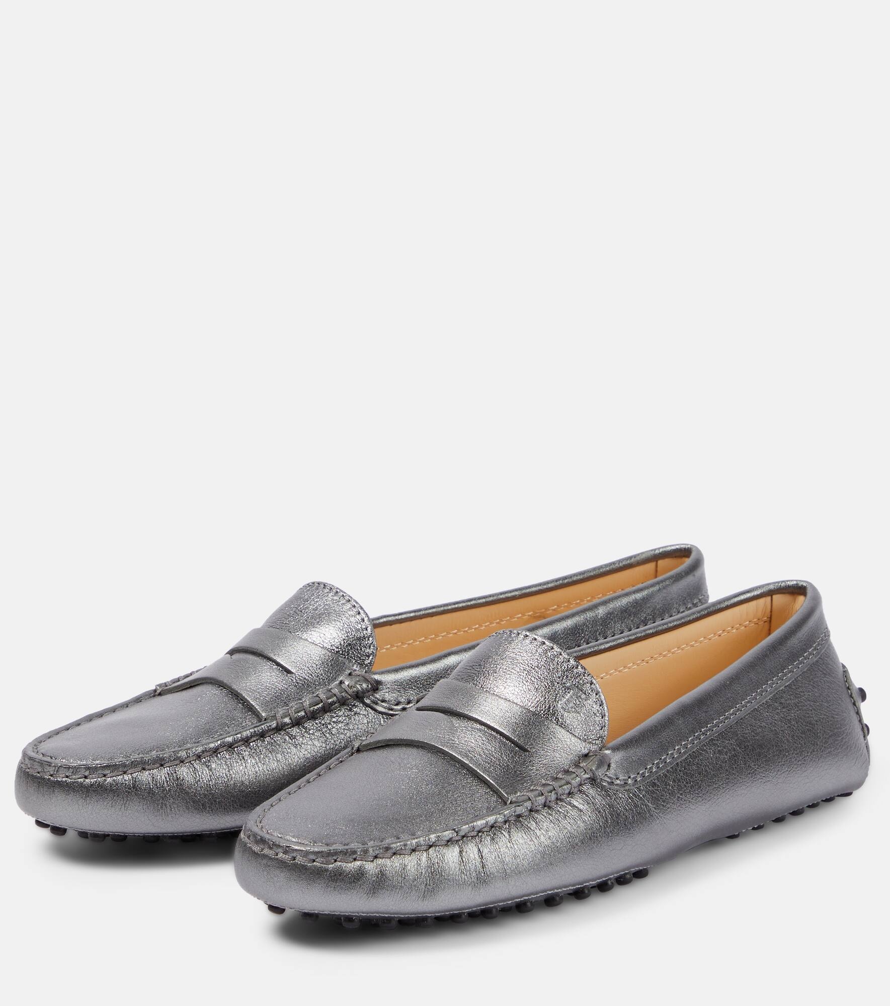 Metallic leather moccasins - 5