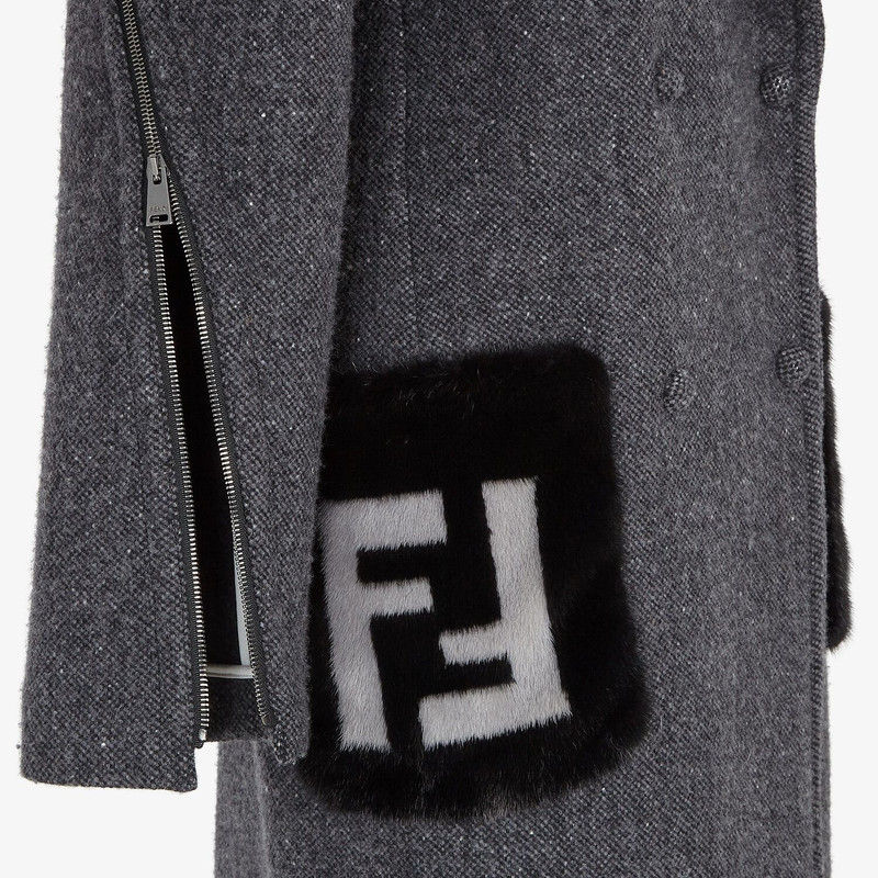 Gray melange double wool tweed coat 3