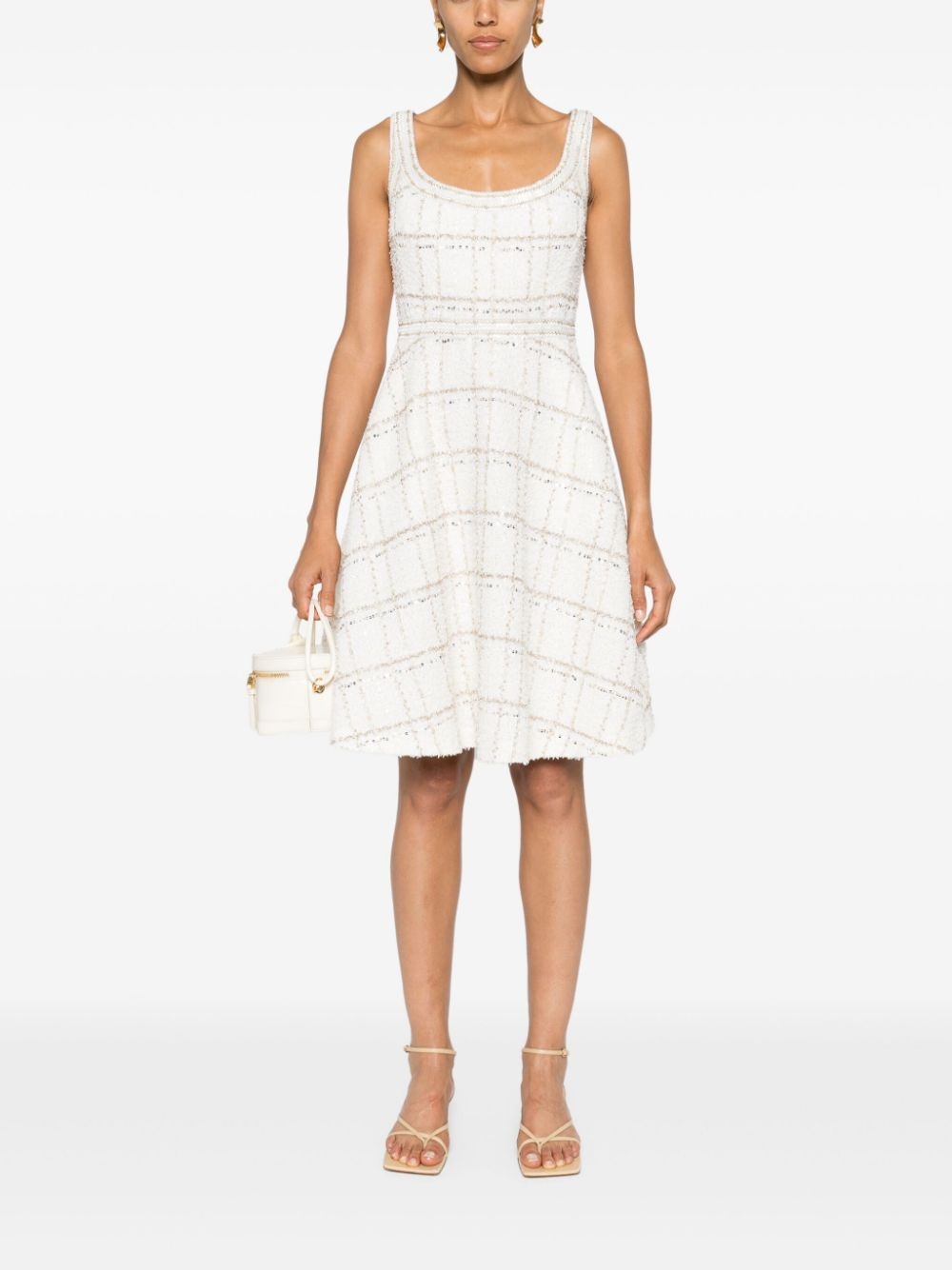 flared bouclé mini dress - 2