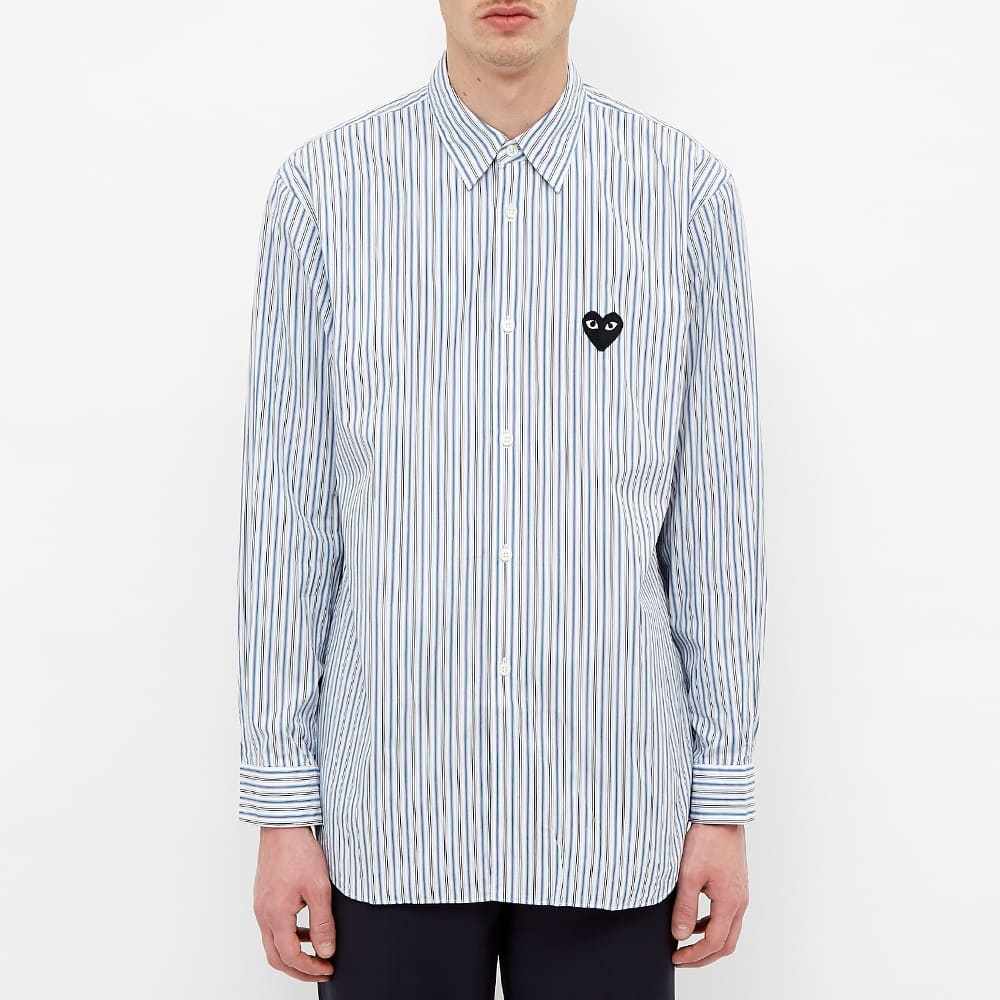 Comme des Garcons Play Black Heart Multi Stripe Shirt - 3