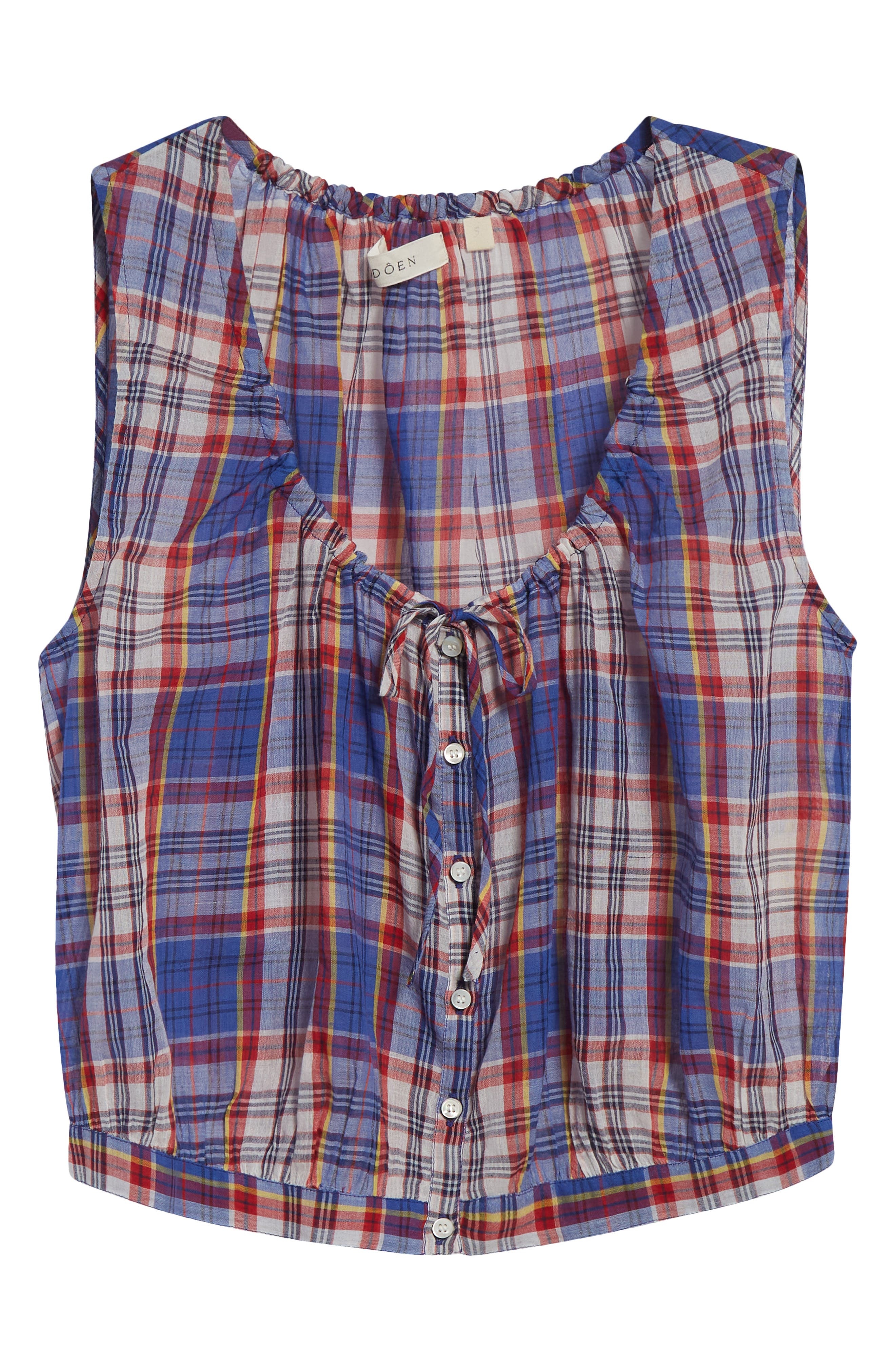 DÔEN Theo Plaid Cotton Voile Top in Cote D'azure Plaid at Nordstrom - 5
