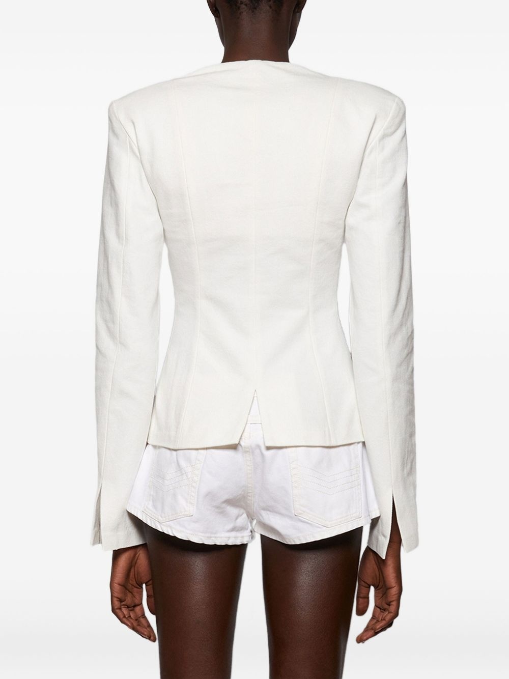 lace-up padded-shoulder jacket - 4
