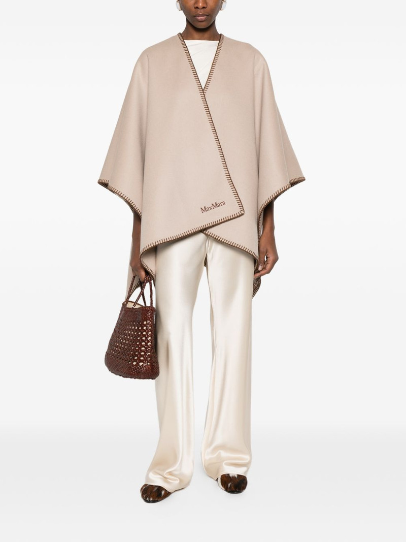 Max Mara logo-embroidered wool poncho outlook