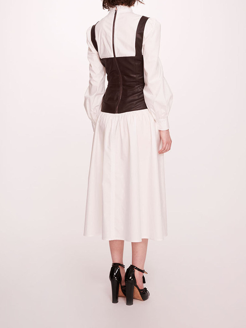 Marchesa FAUX LEATHER POPLIN CORSET DRESS outlook