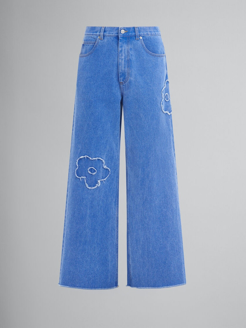 MID RISE BLUE JEANS WITH PATCH DETAIL 1