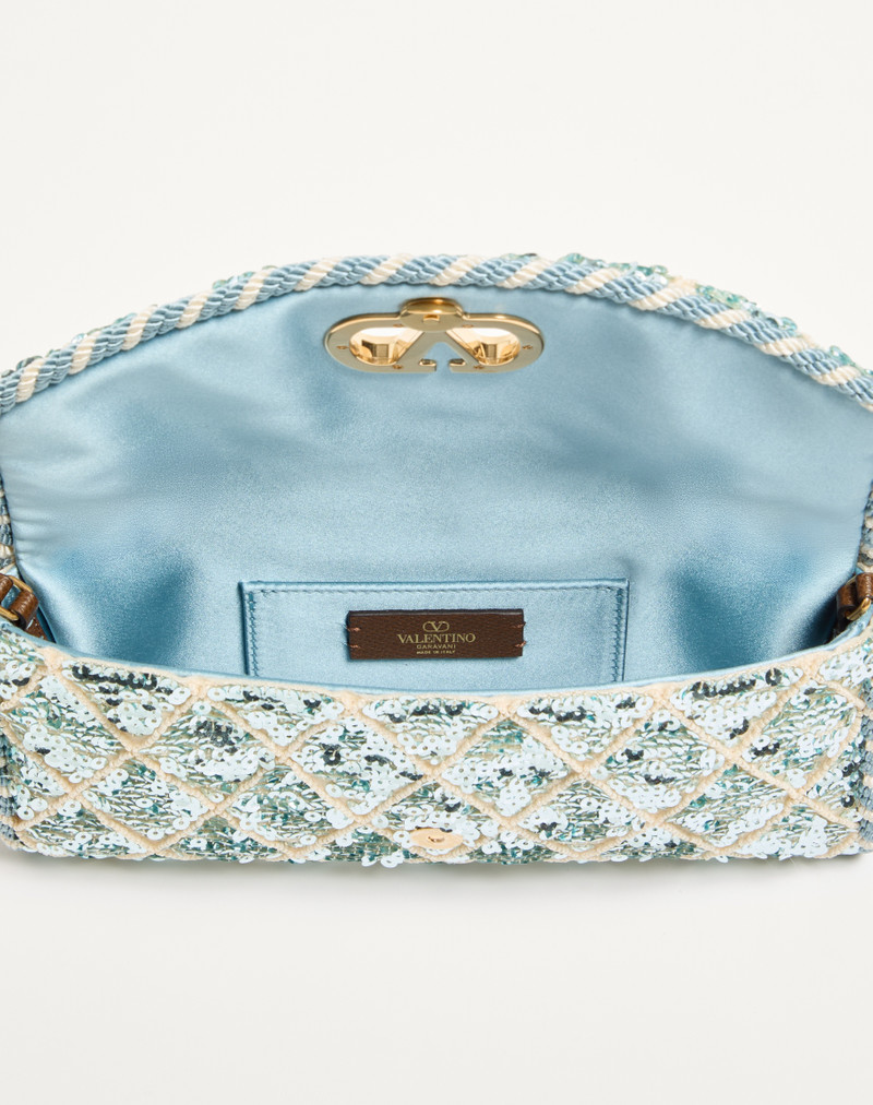 Valentino VALENTINO GARAVANI DEVAIN SMALL SHOULDER BAG WITH RHOMBELLE EMBROIDERY outlook