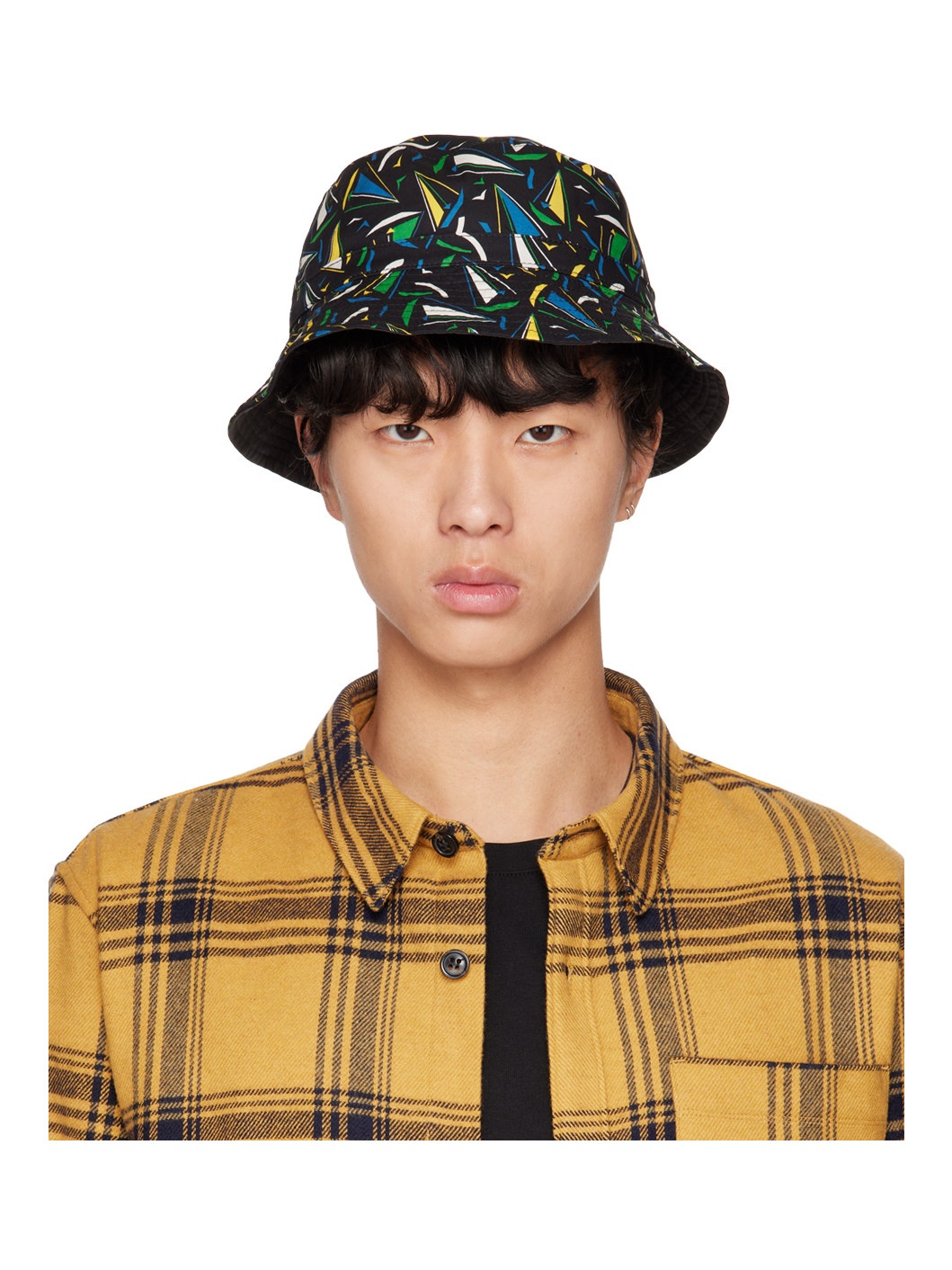 Multicolor & Black Bob Mark Bucket Hat - 1