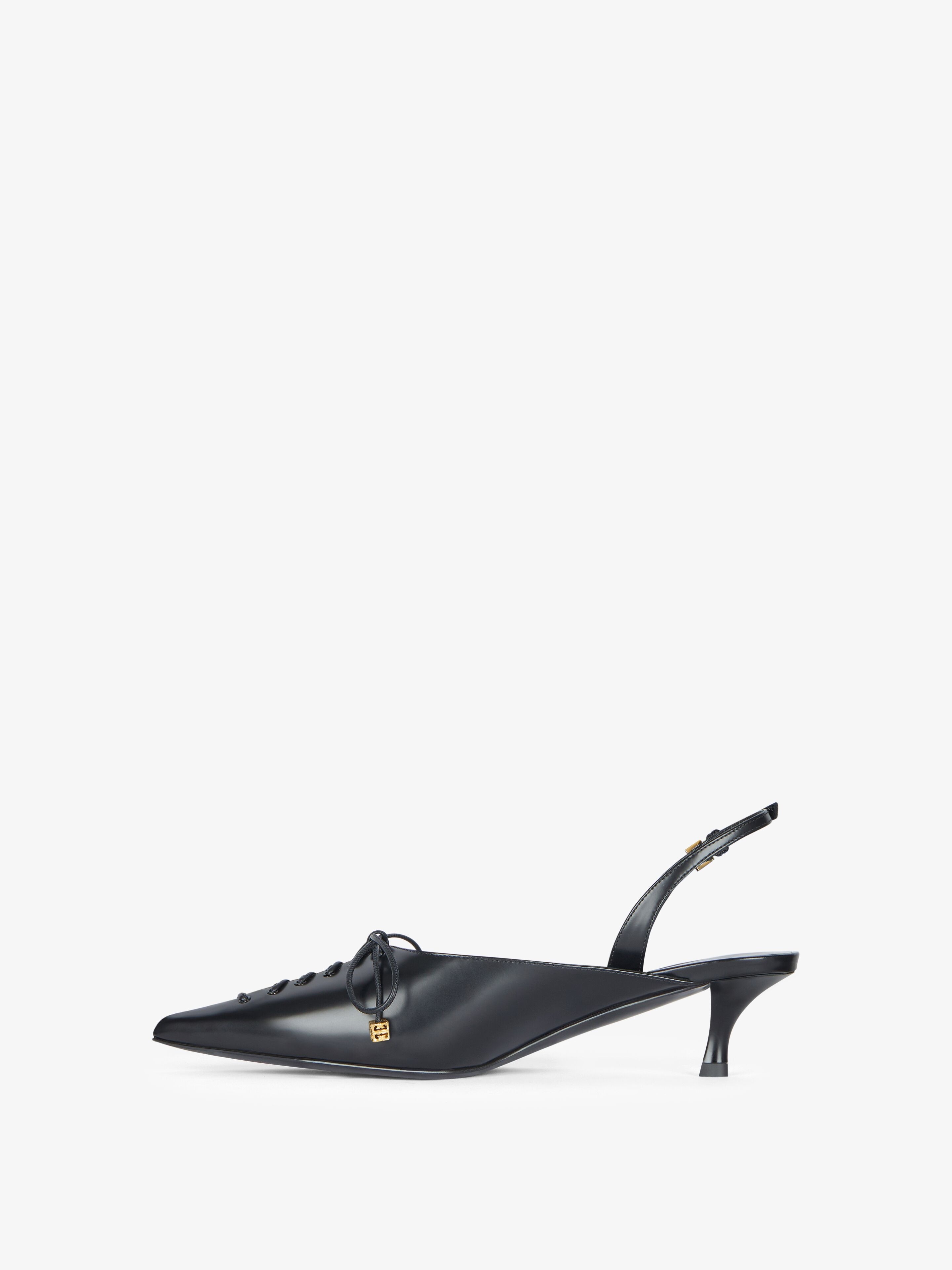 LACE-UP SLINGBACKS IN LEATHER - 3