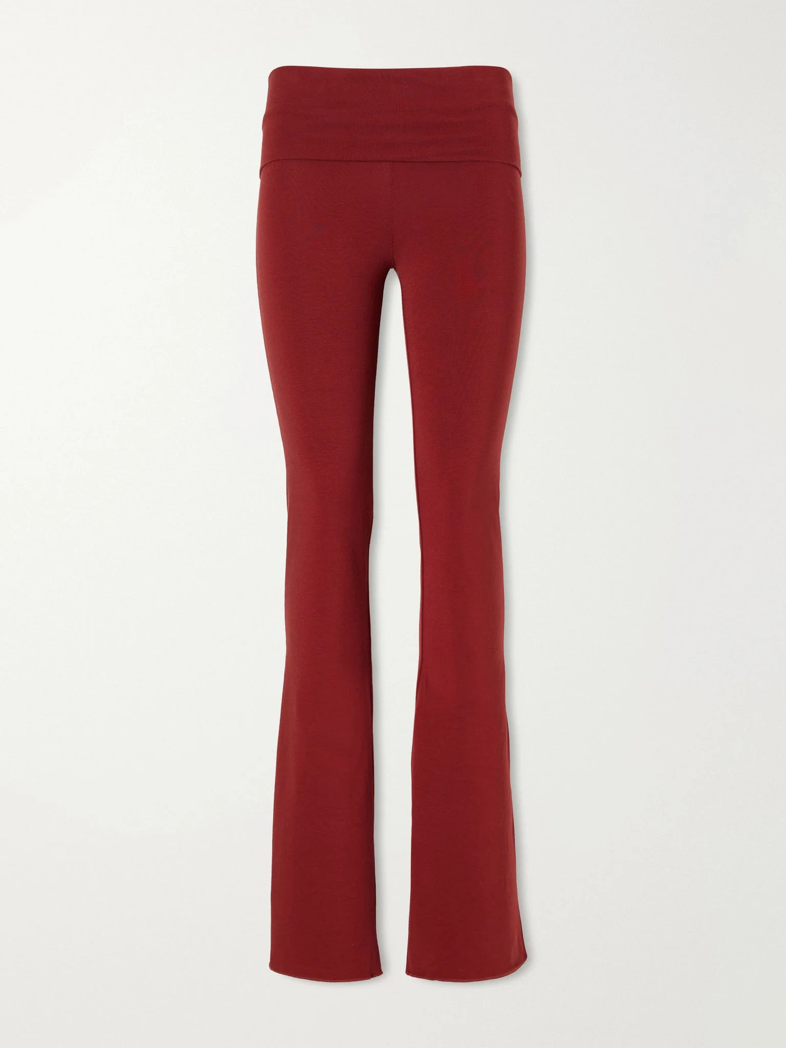 Stretch-cotton jersey flared-leg foldover pants Red - 1