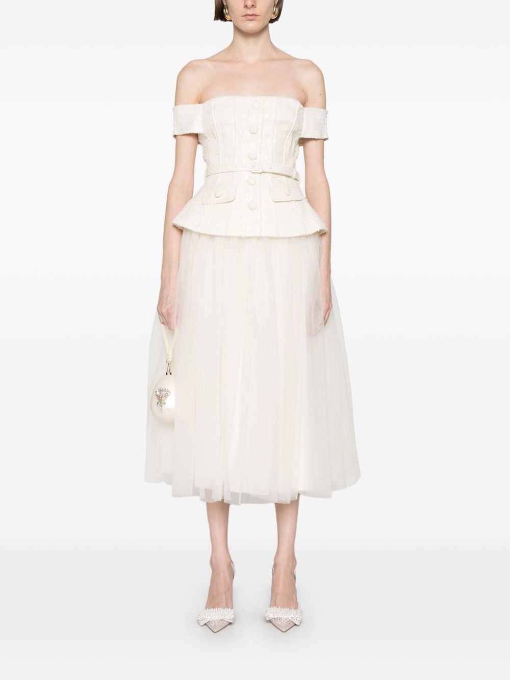 bouclé tulle midi dress - 2