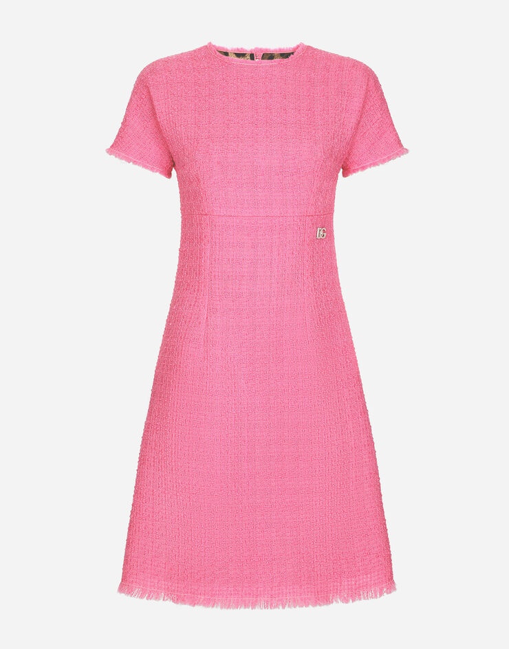 Raschel tweed calf-length dress with DG logo - 1