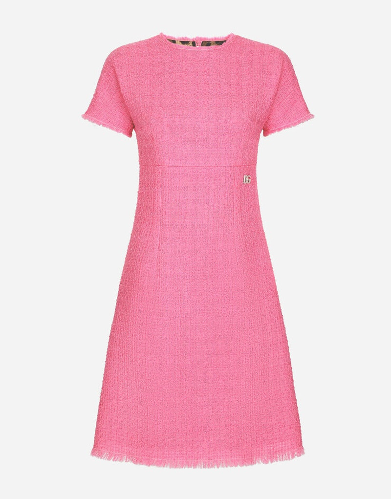 DG 로고가있는 Raschel tweed calf-length 드레스 1