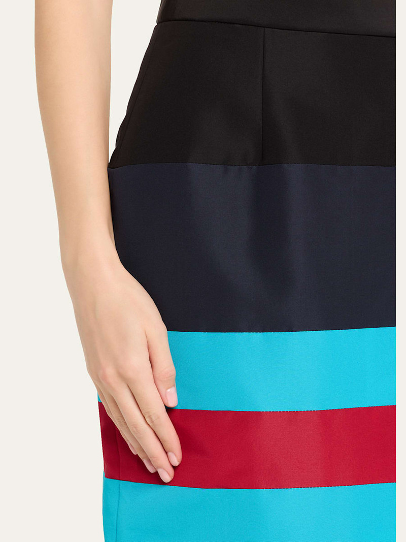 Striped Embroidered Ruffle-Hem Midi Skirt 5