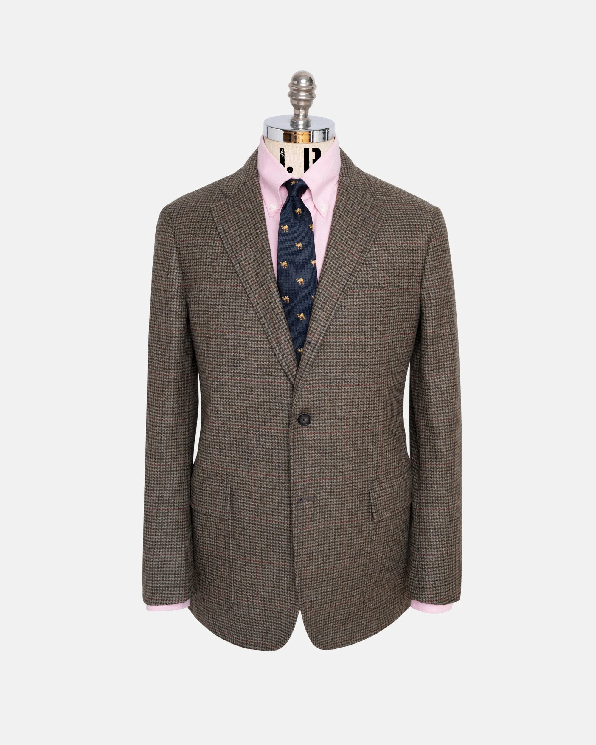 MADE-IN-USA OLIVE CHECK WITH WINDOWPANE SPORT COAT - 1