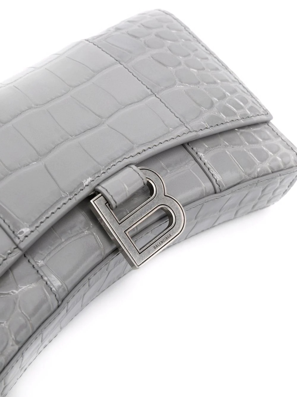 Hourglass crocodile-effect clutch bag - 4