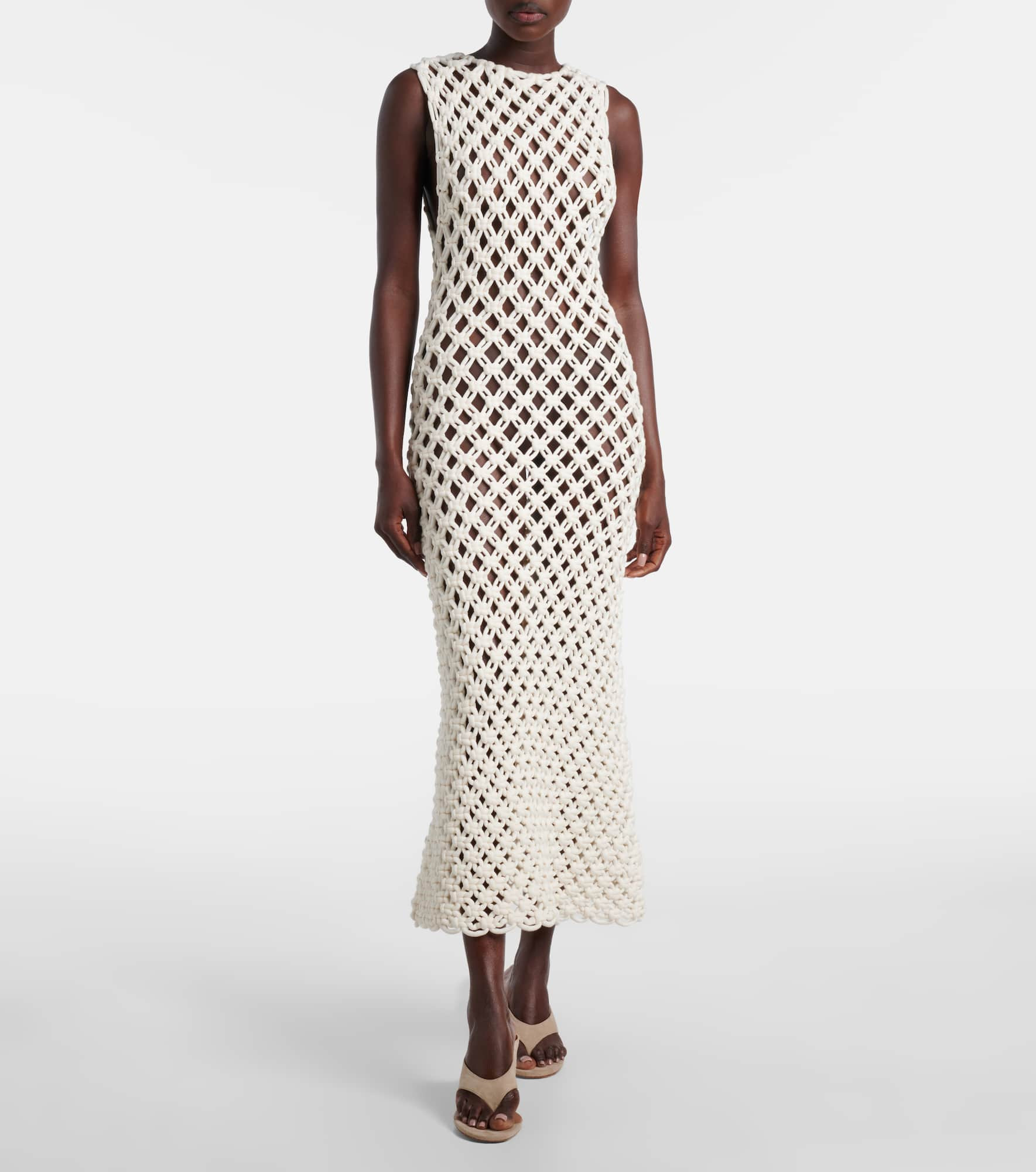 Open-knit cotton-blend maxi dress - 2