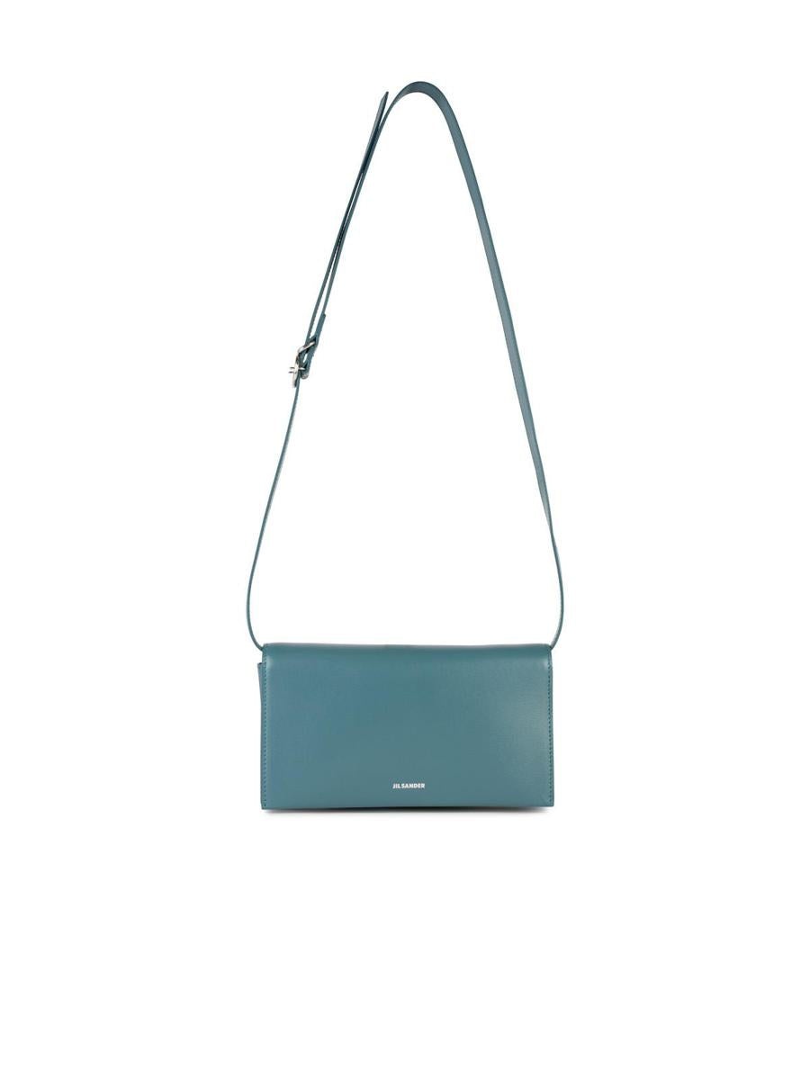 Jil Sander JIL SANDER 'ALL DAY BUCKLE' BLUE LEATHER BAG - 1