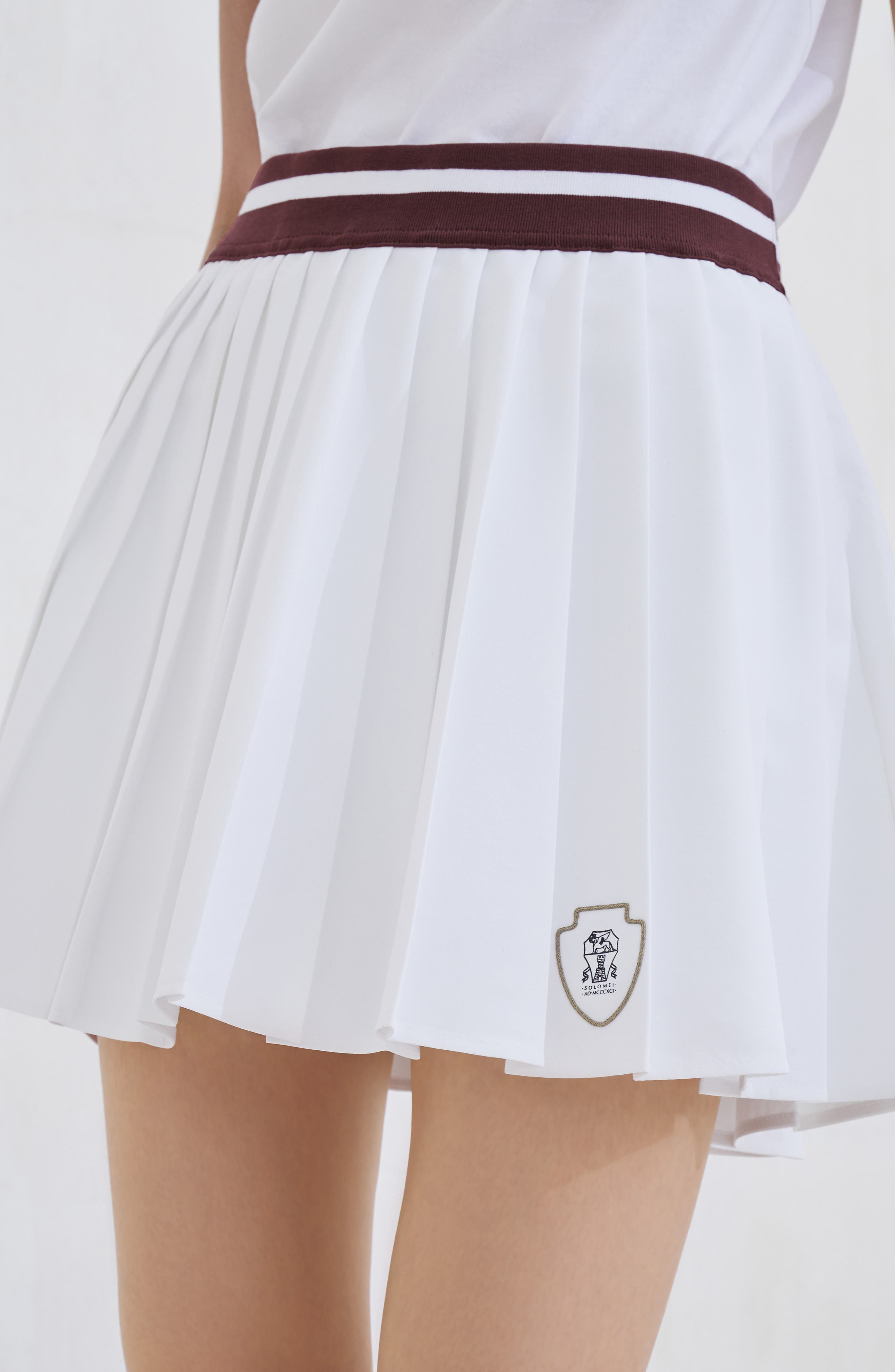 Brunello Cucinelli Pleated skirt with logo in White at Nordstrom - 4