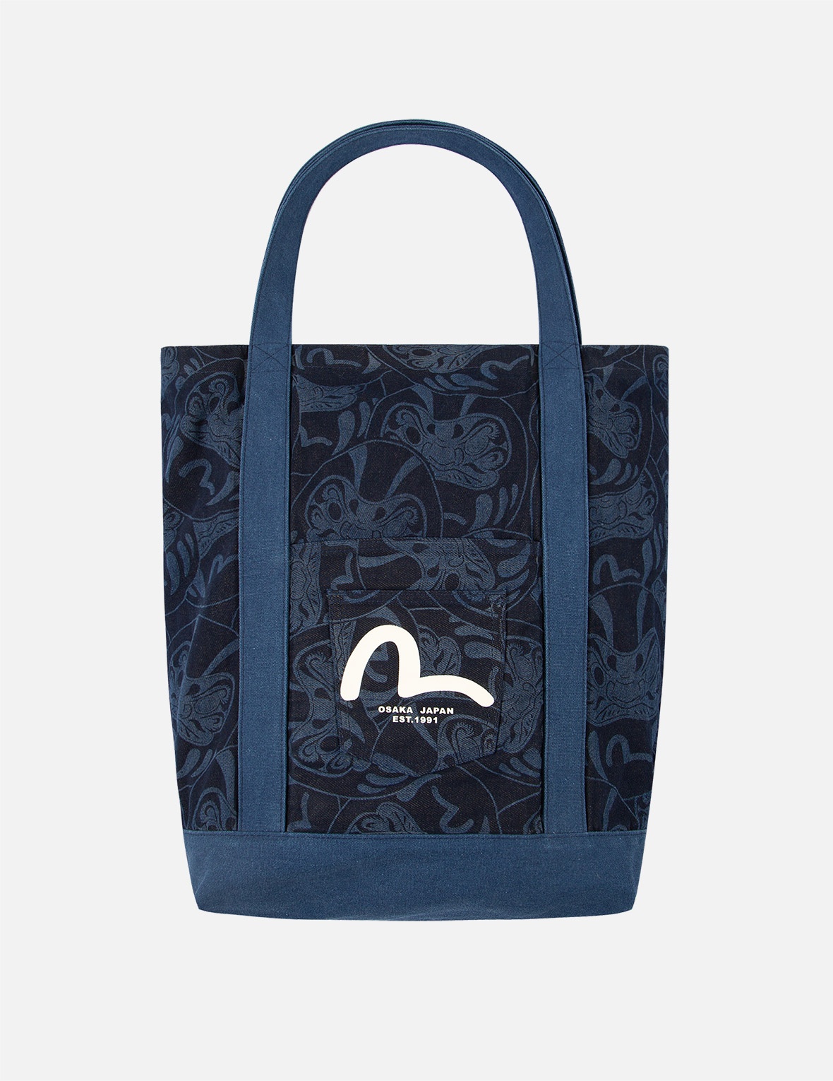 ALLOVER DARUMA DISCHARGED-PRINT DENIM TOTE BAG - 2