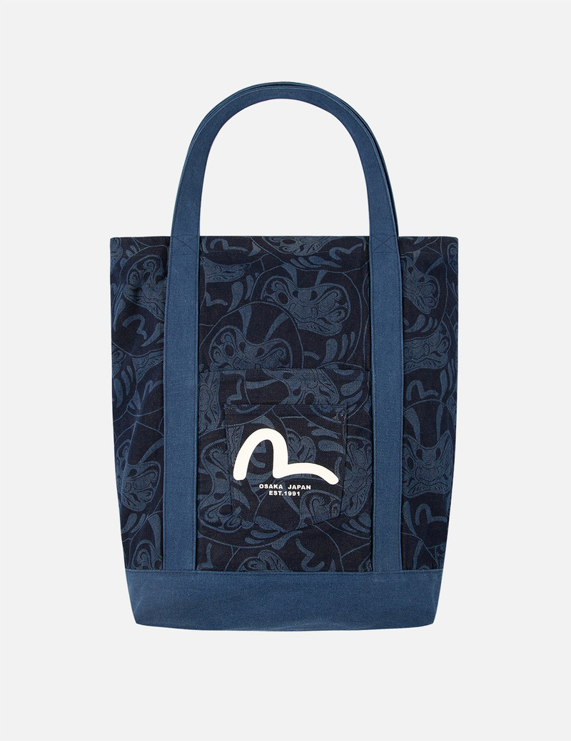 EVISU ALLOVER DARUMA DISCHARGED-PRINT DENIM TOTE BAG outlook
