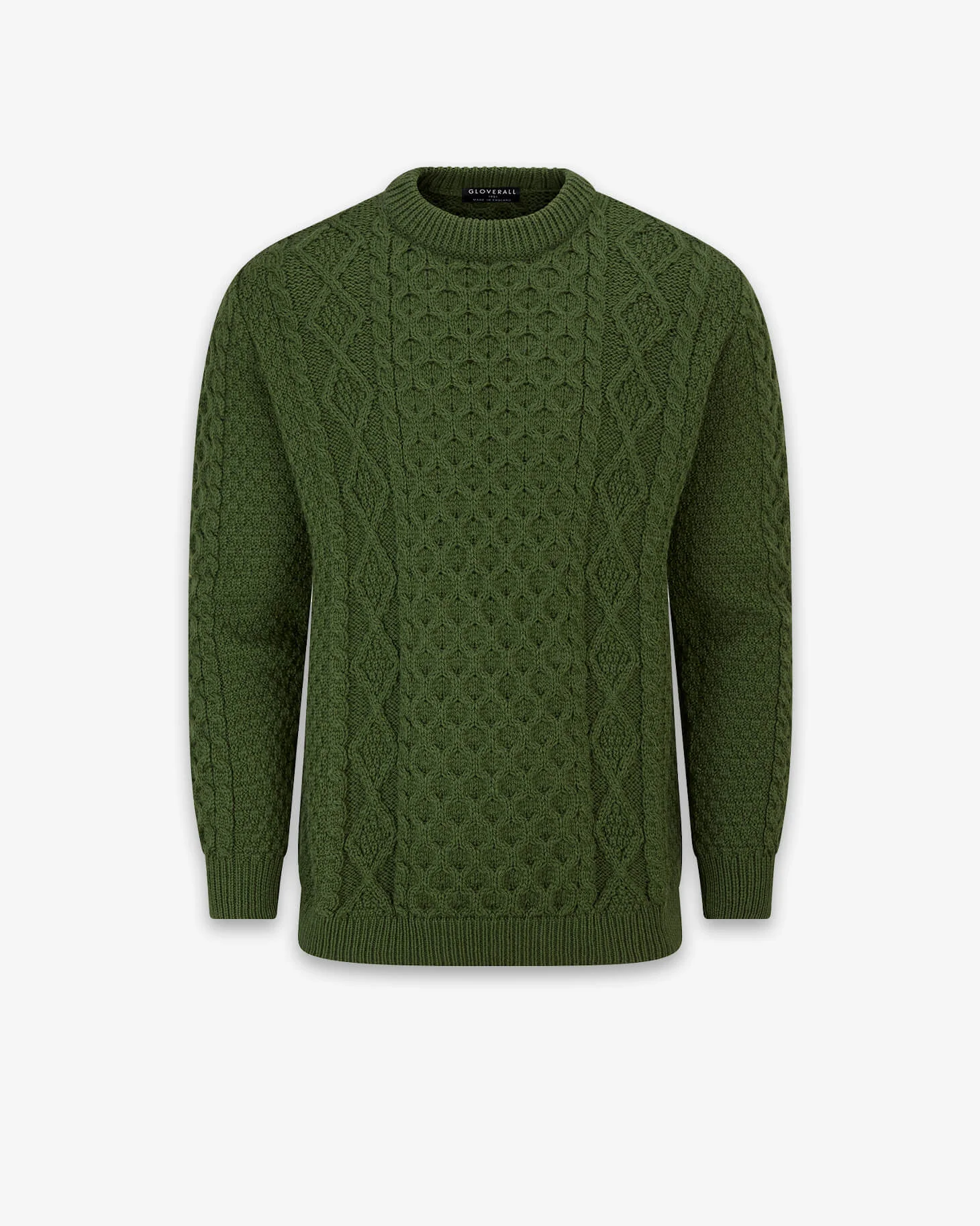Men's Aran Jumper Army Green - 1