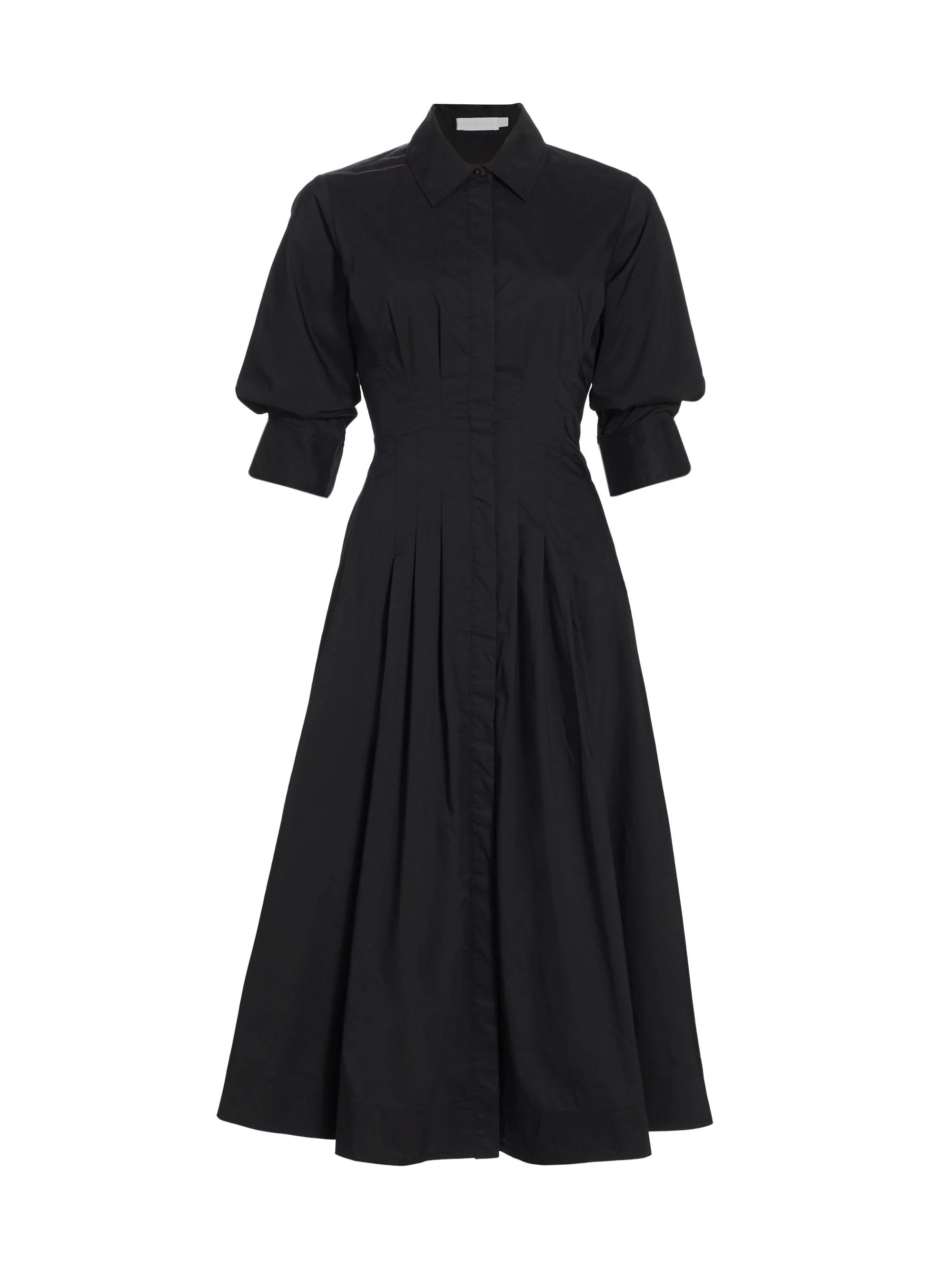 Women's Jazz Pintuck Poplin Midi-Dress - Black - 1