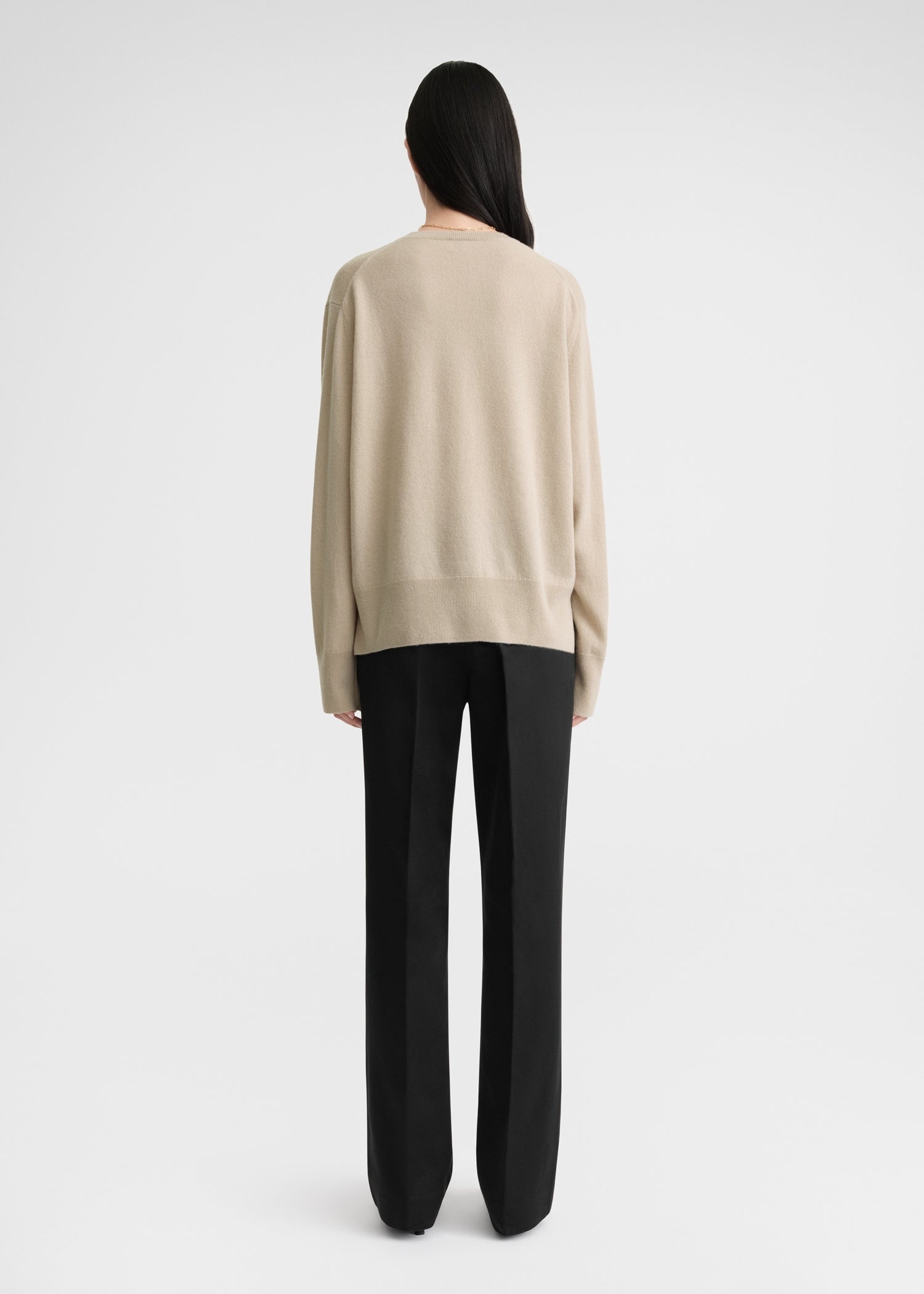 Crew-neck cashmere knit fawn - 5