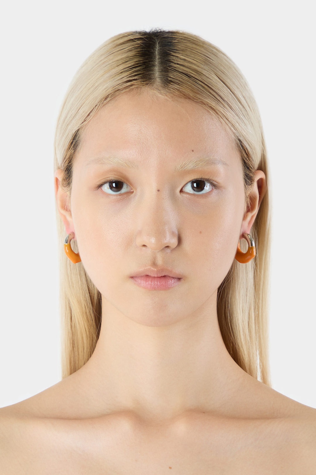 MINI RUBBERIZED EARRINGS SILVER / orange - 2