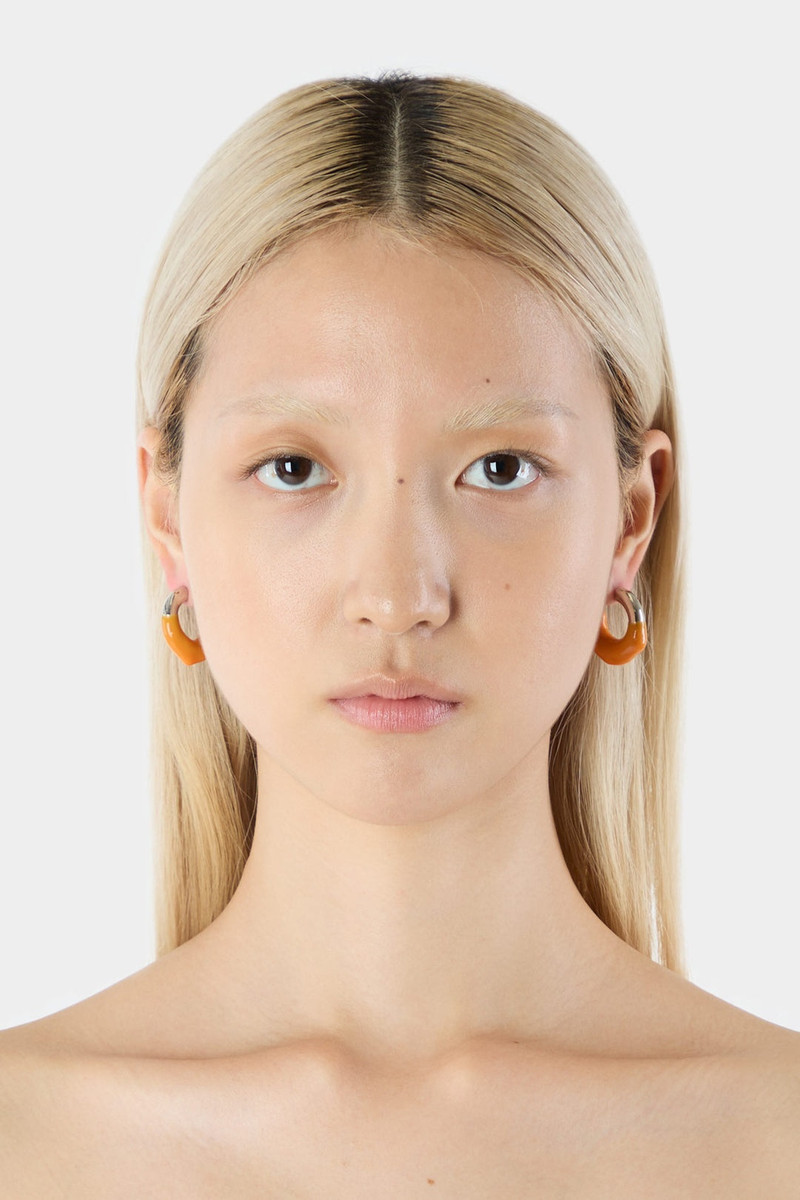 SUNNEI MINI RUBBERIZED EARRINGS SILVER / orange outlook