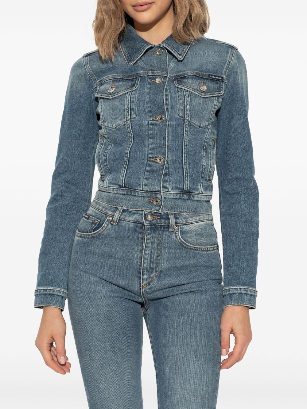 logo-plaque denim jacket - 3