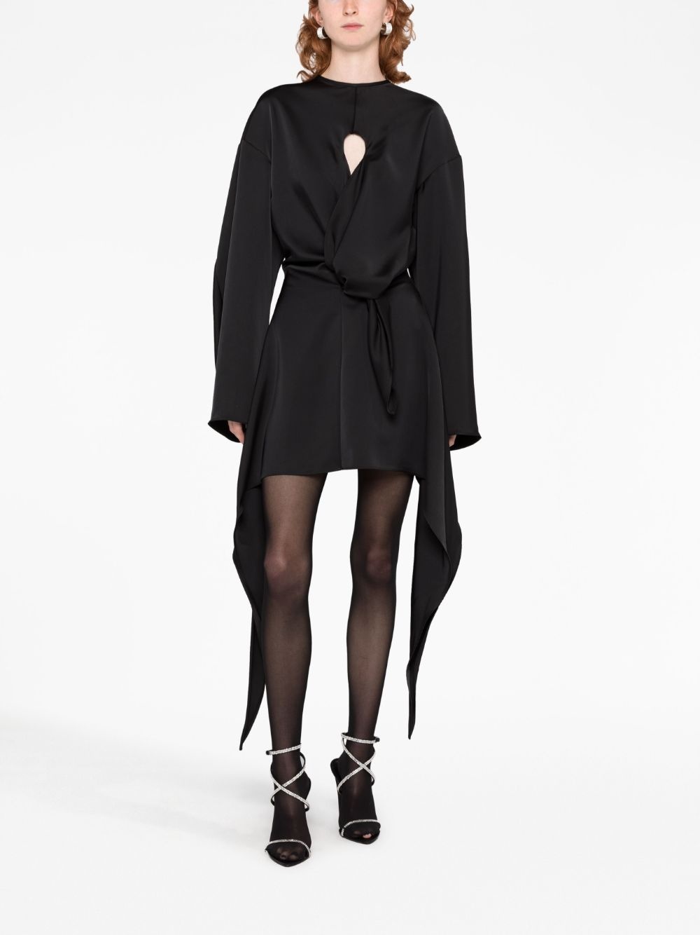asymmetric cut-out satin minidress - 2