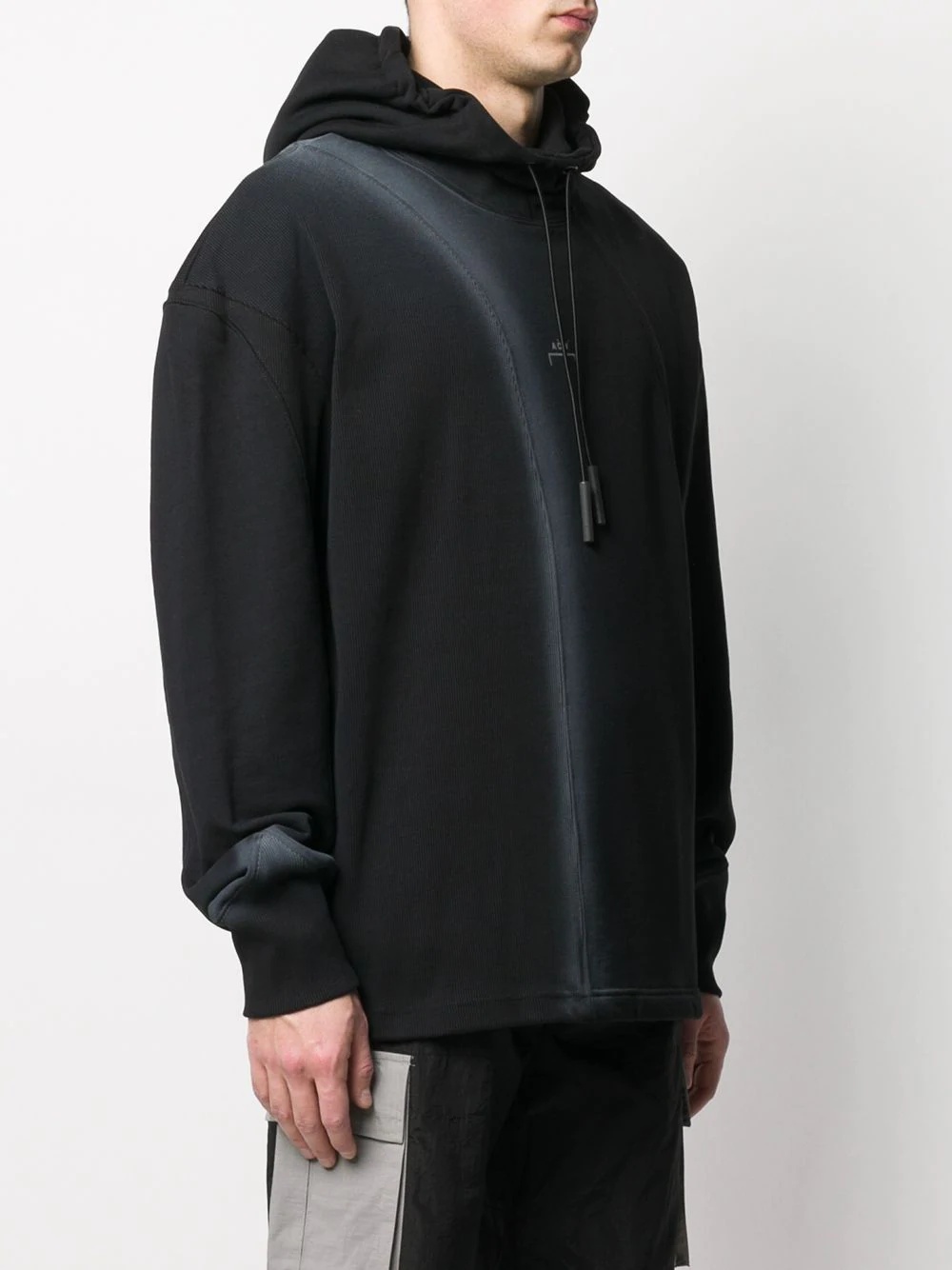 ribbed panel hoodie - 3