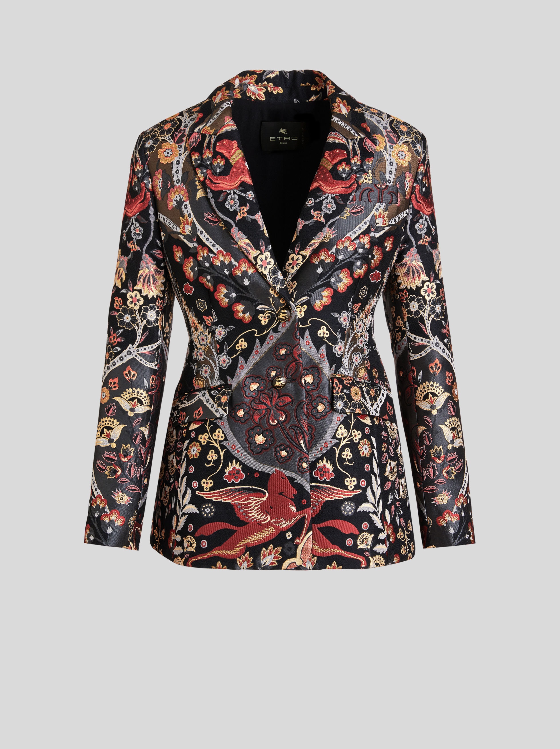 JACQUARD JACKET WITH FLORAL PATTERN AND PEGASO - 1
