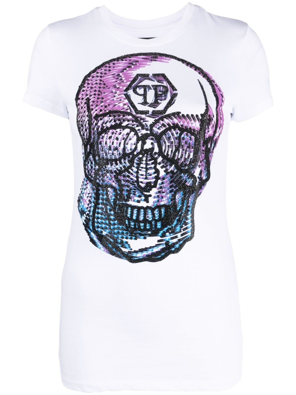 crystal-embellished skull-print T-shirt - 1