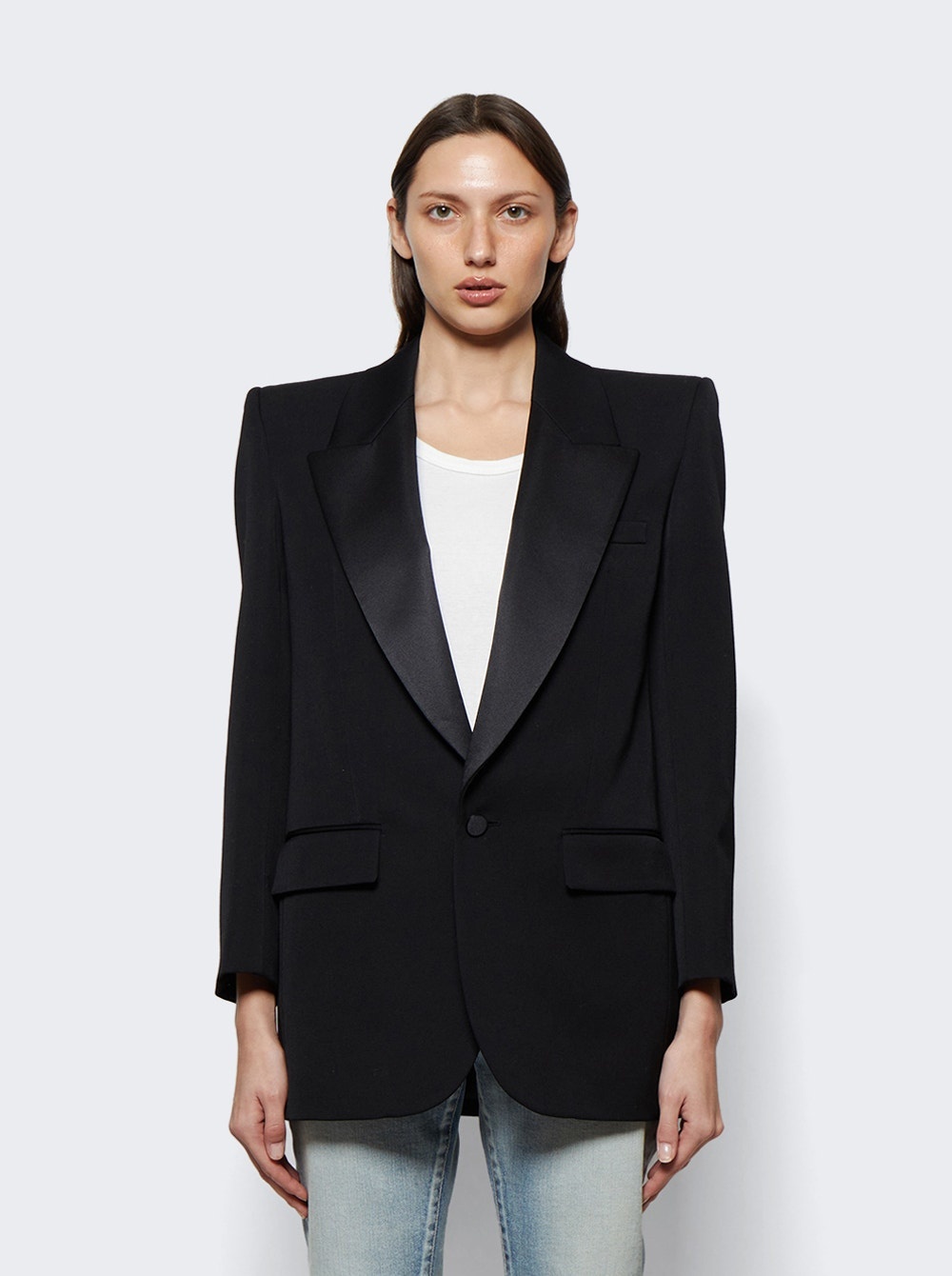 Single-Breasted Tuxedo Jacket Black - 3